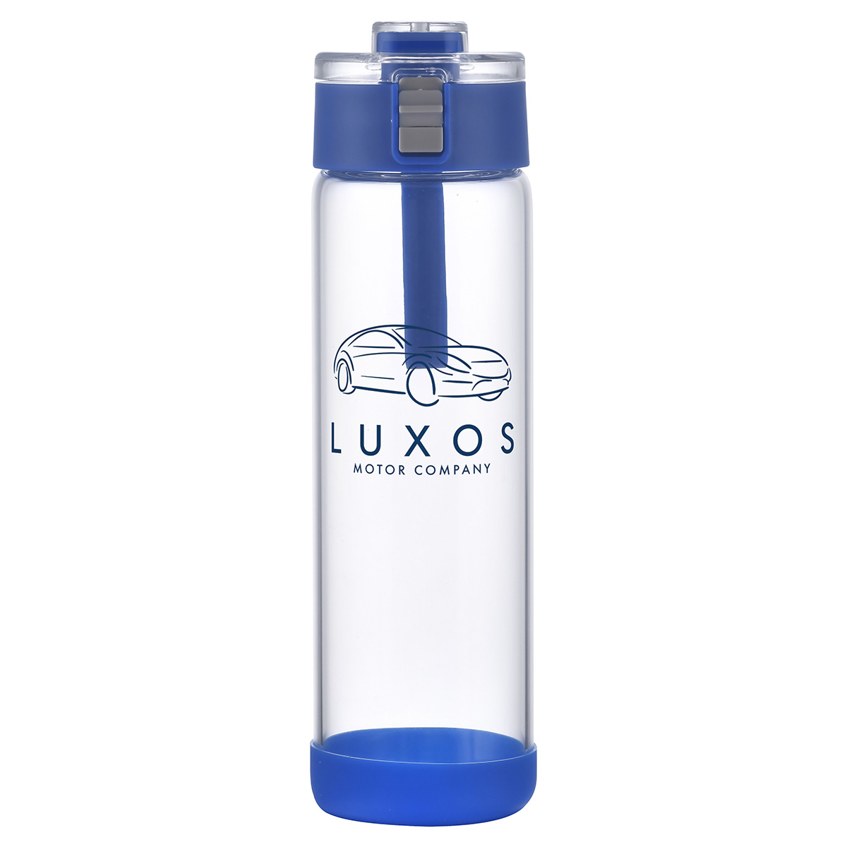 Picture of Hector 22 oz Push-Button Glass Bottle w/ Silicone Strap & Base