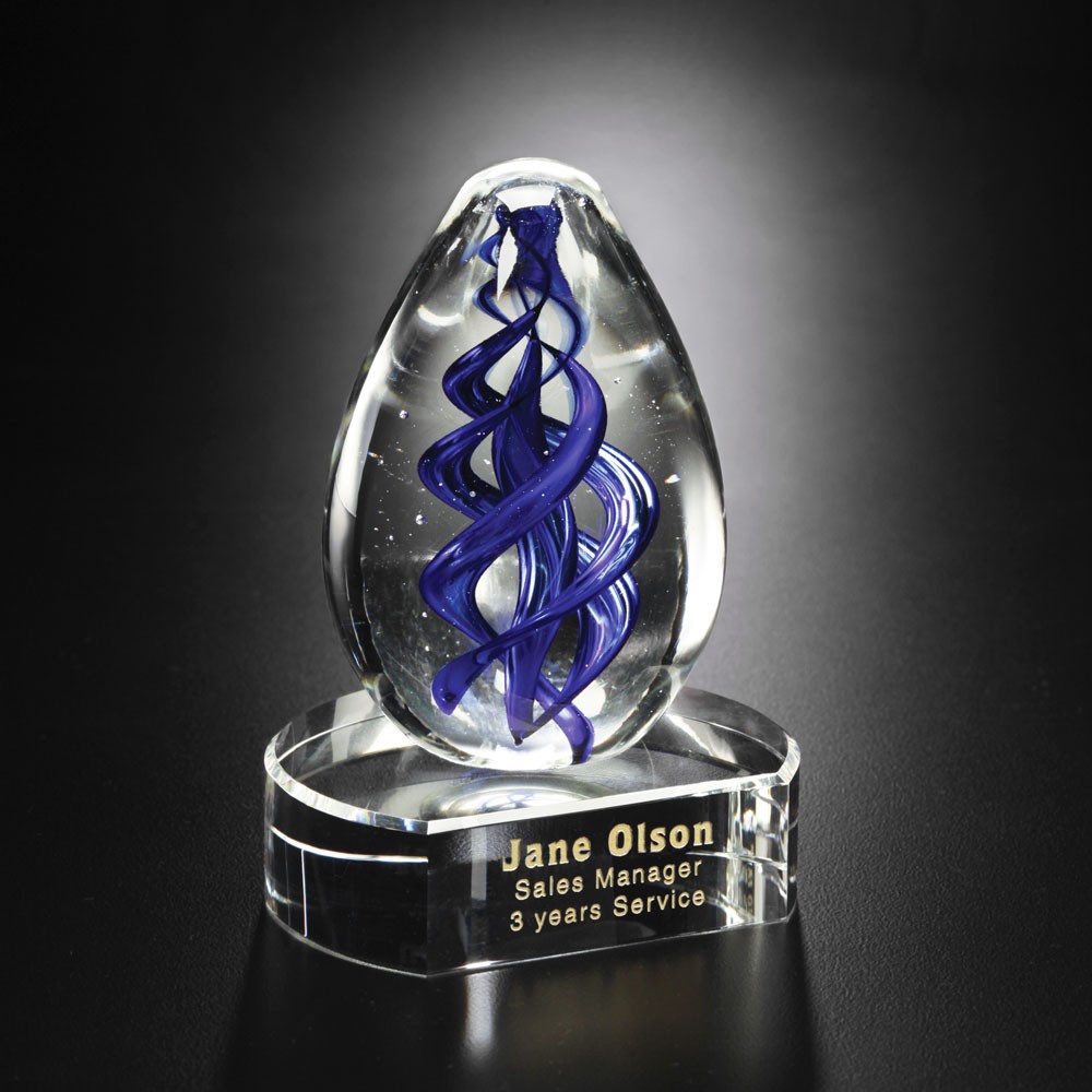 Picture of Blue Swirl on Clear Base 5"