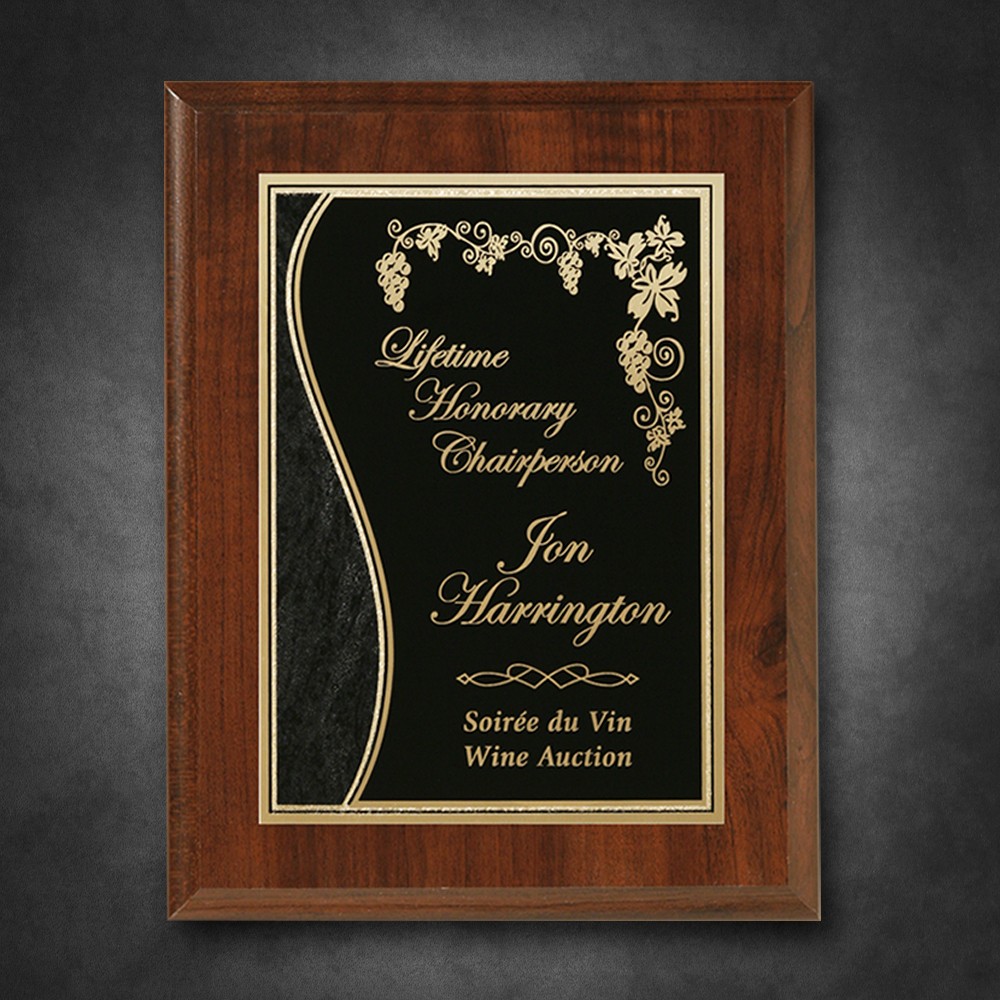 Picture of Econo Cherry Plaque 9" x 12" with Lasered Plate