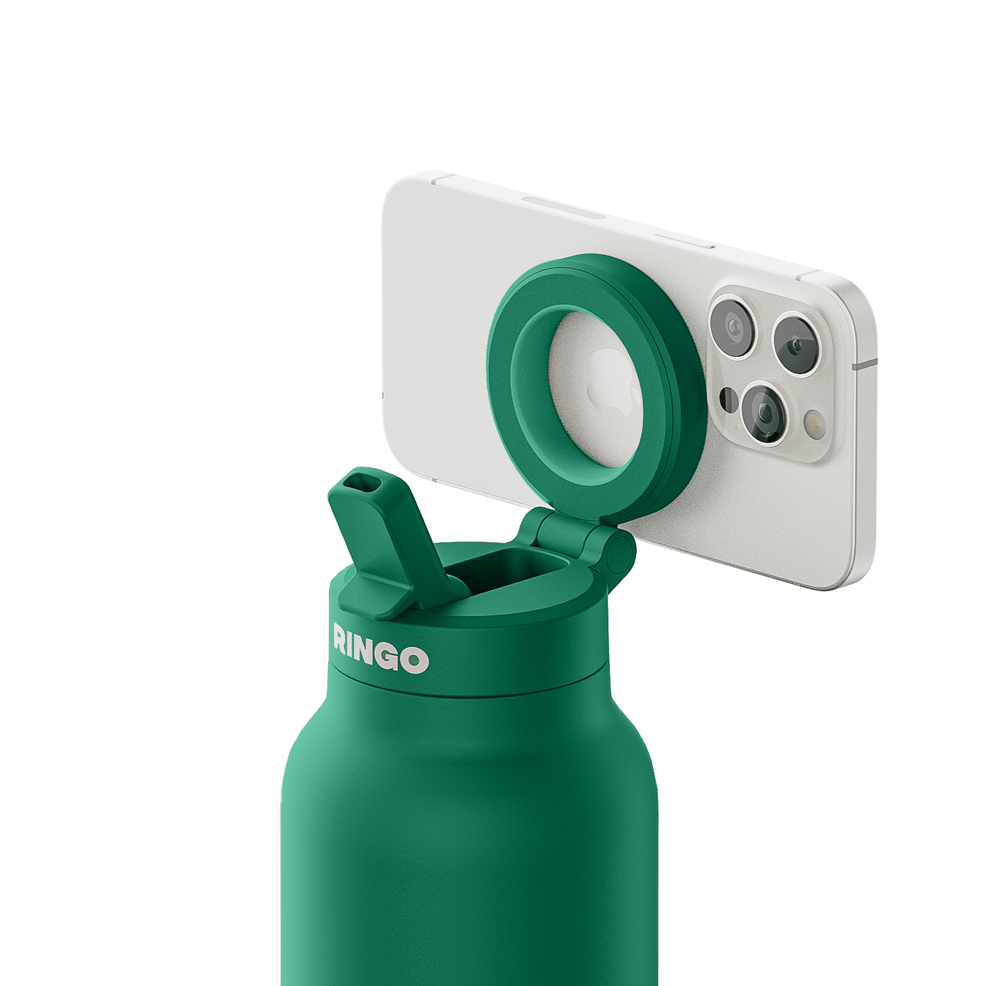 Picture of RINGO Pro Water Bottle with Magnetic Booster Ring - 24 Oz. - Green