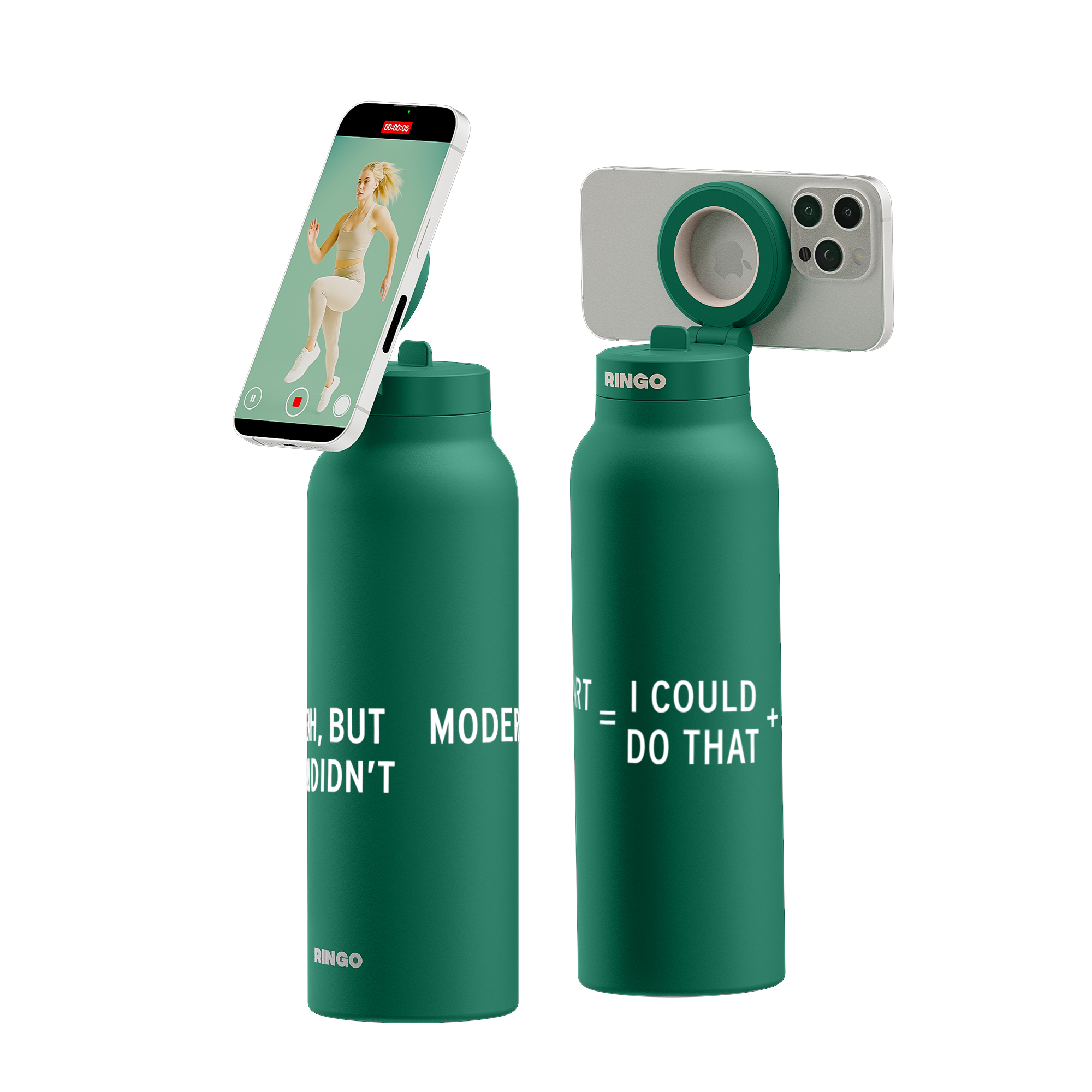 Picture of RINGO Pro Water Bottle with Magnetic Booster Ring - 24 Oz. - Green