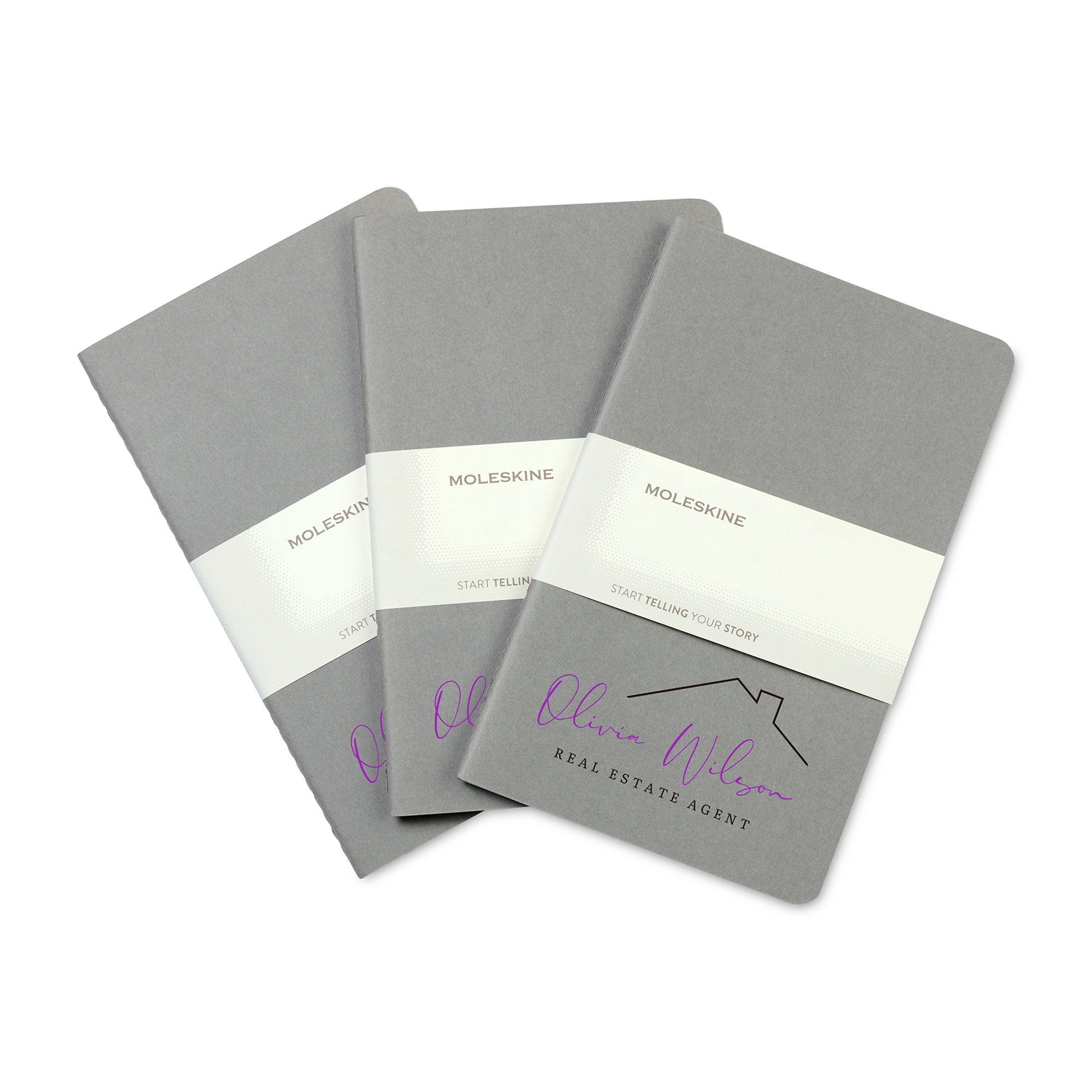 Picture of Moleskine Large Cahier and GO Pen Gift Set - Pebble Grey