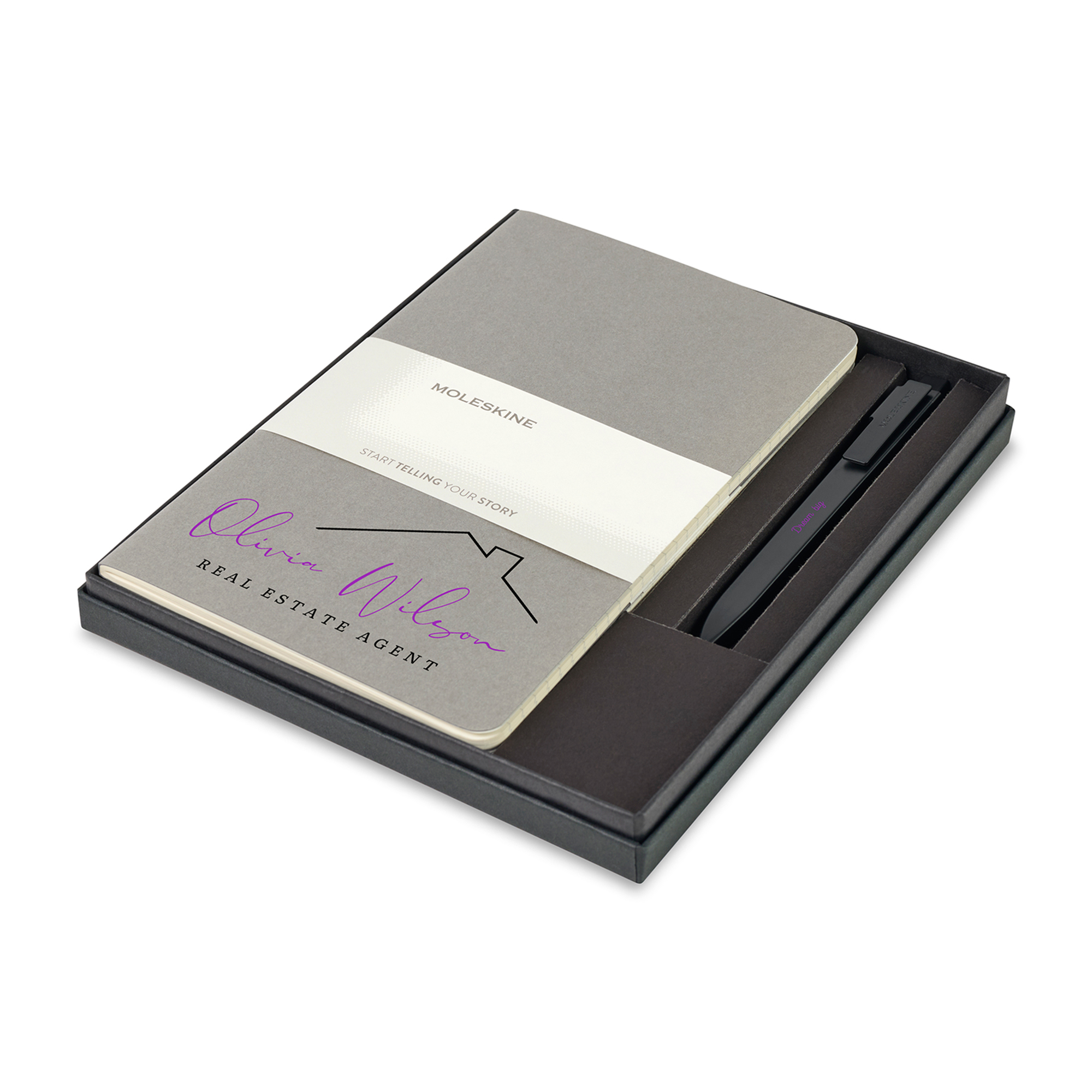Picture of Moleskine Large Cahier and GO Pen Gift Set - Pebble Grey
