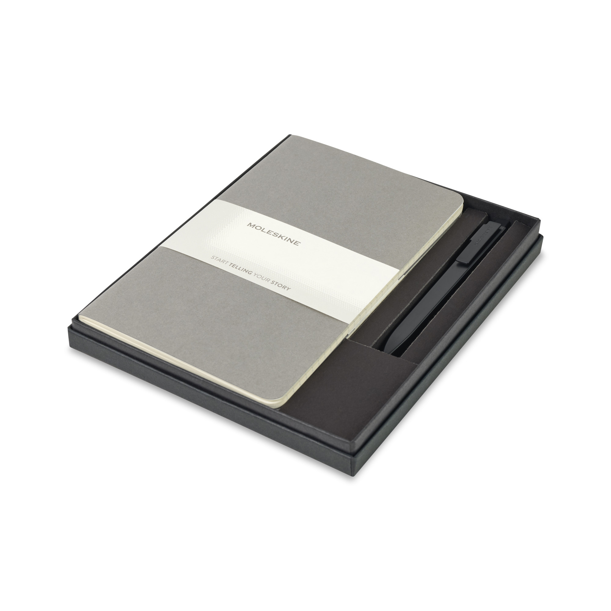Picture of Moleskine Large Cahier and GO Pen Gift Set - Pebble Grey