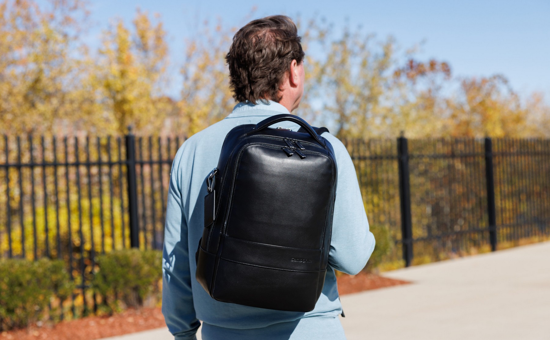 Picture of Samsonite Leather Laptop Backpack - Black