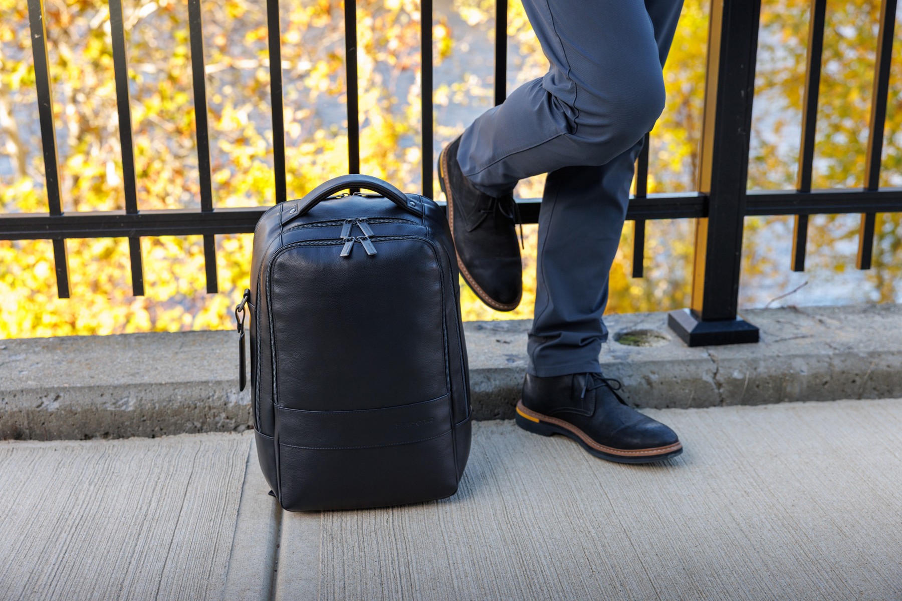Picture of Samsonite Leather Laptop Backpack - Black