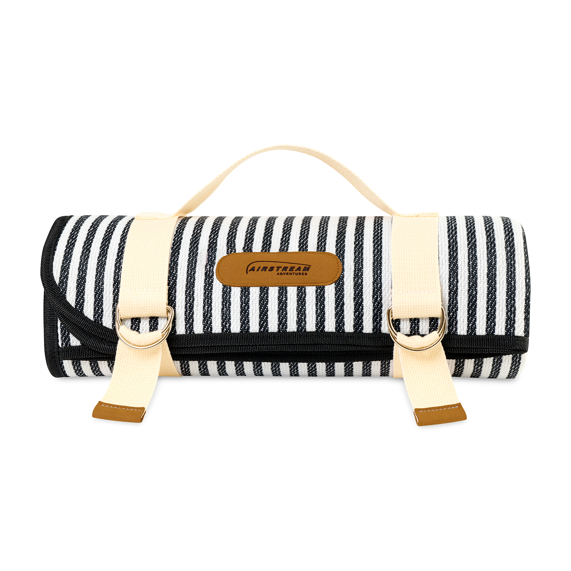 Picture of Life's a Picnic Recycled Polyester Roll-Up Blanket - Black & White Stripes
