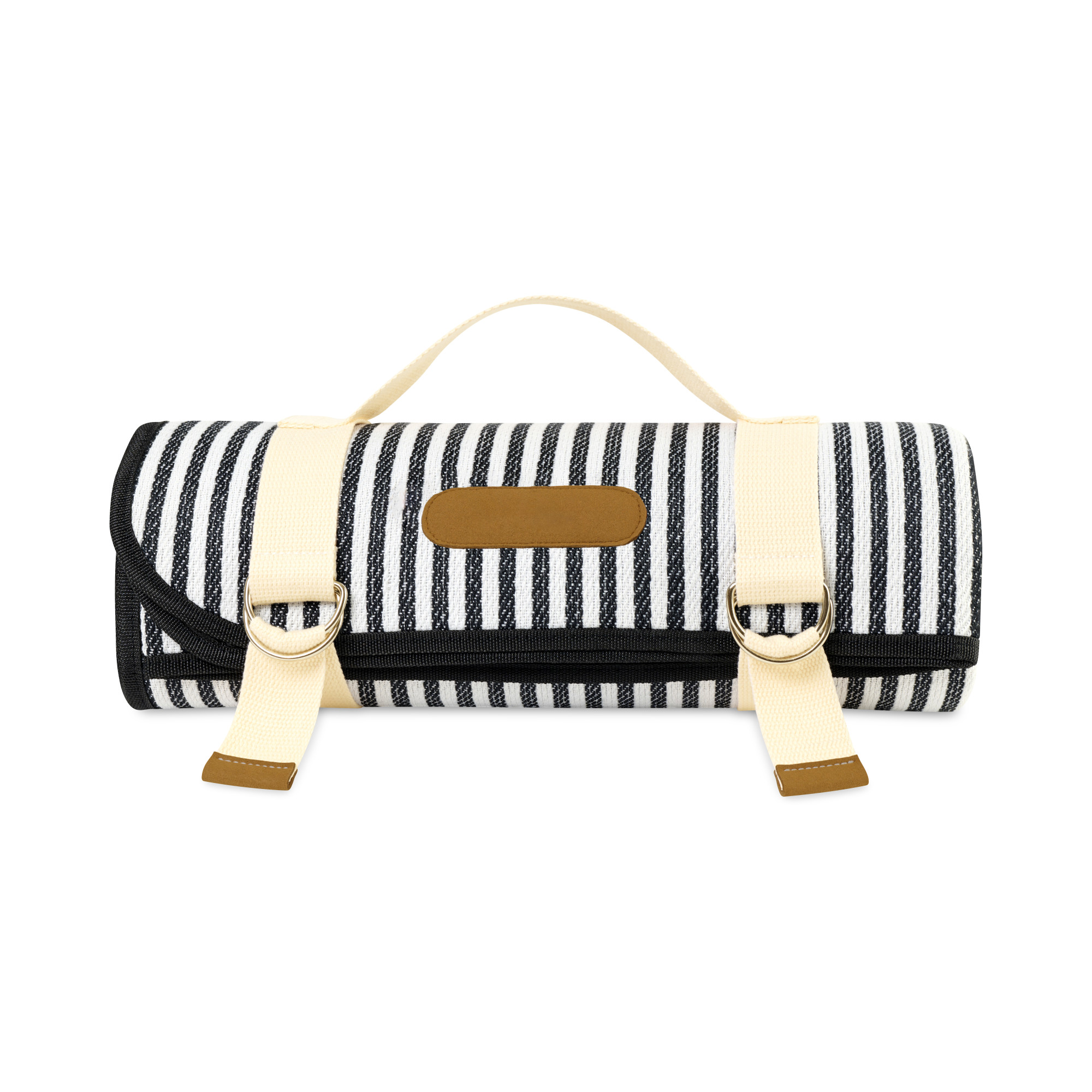 Picture of Life's a Picnic Recycled Polyester Roll-Up Blanket - Black & White Stripes