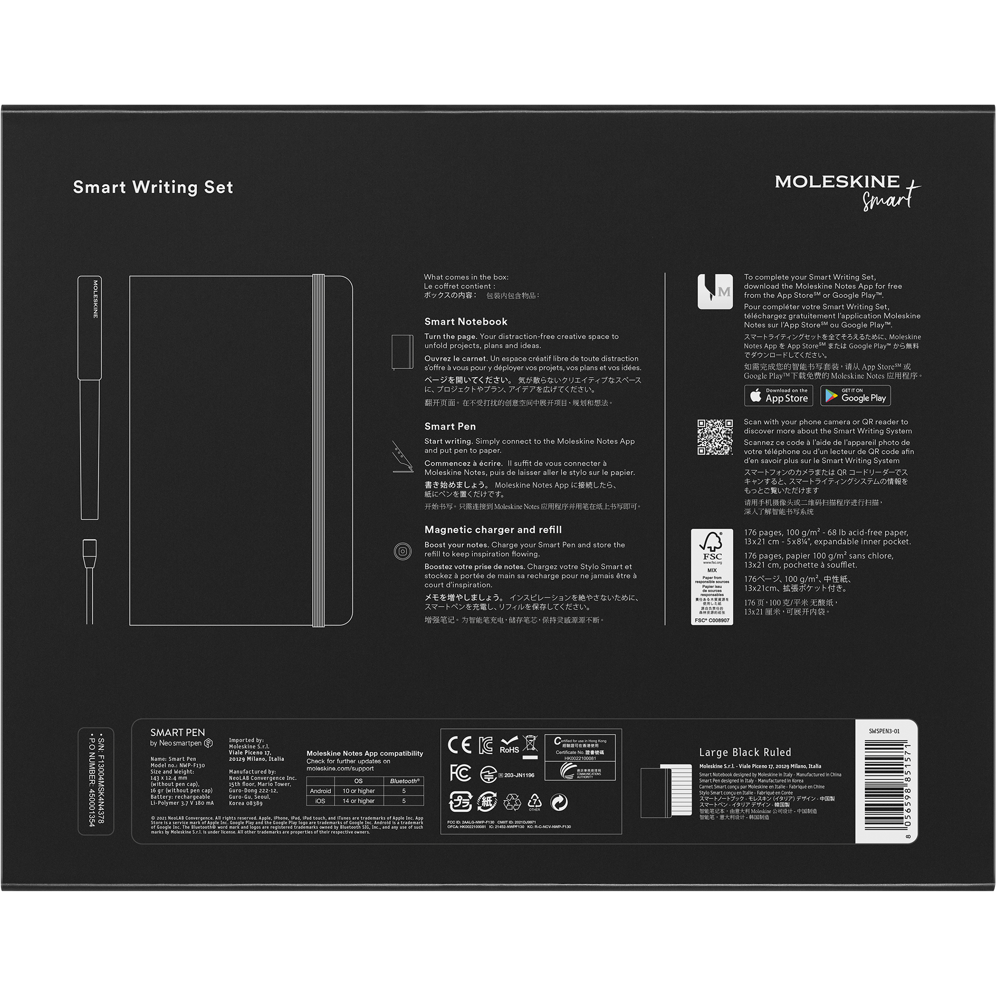 Picture of Moleskine Smart Writing Set - Ruled Large - Black