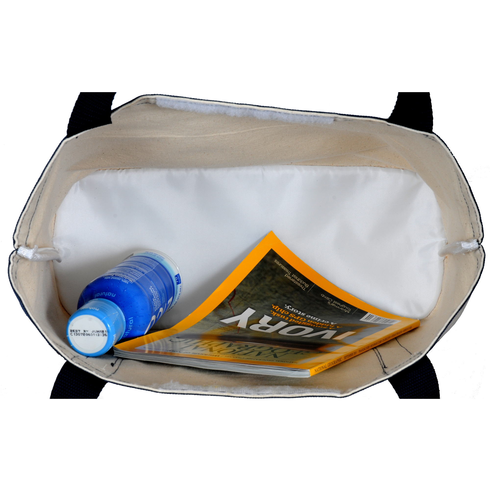 Picture of Coastal Cotton Insulated Tote - Navy Blue-Natural