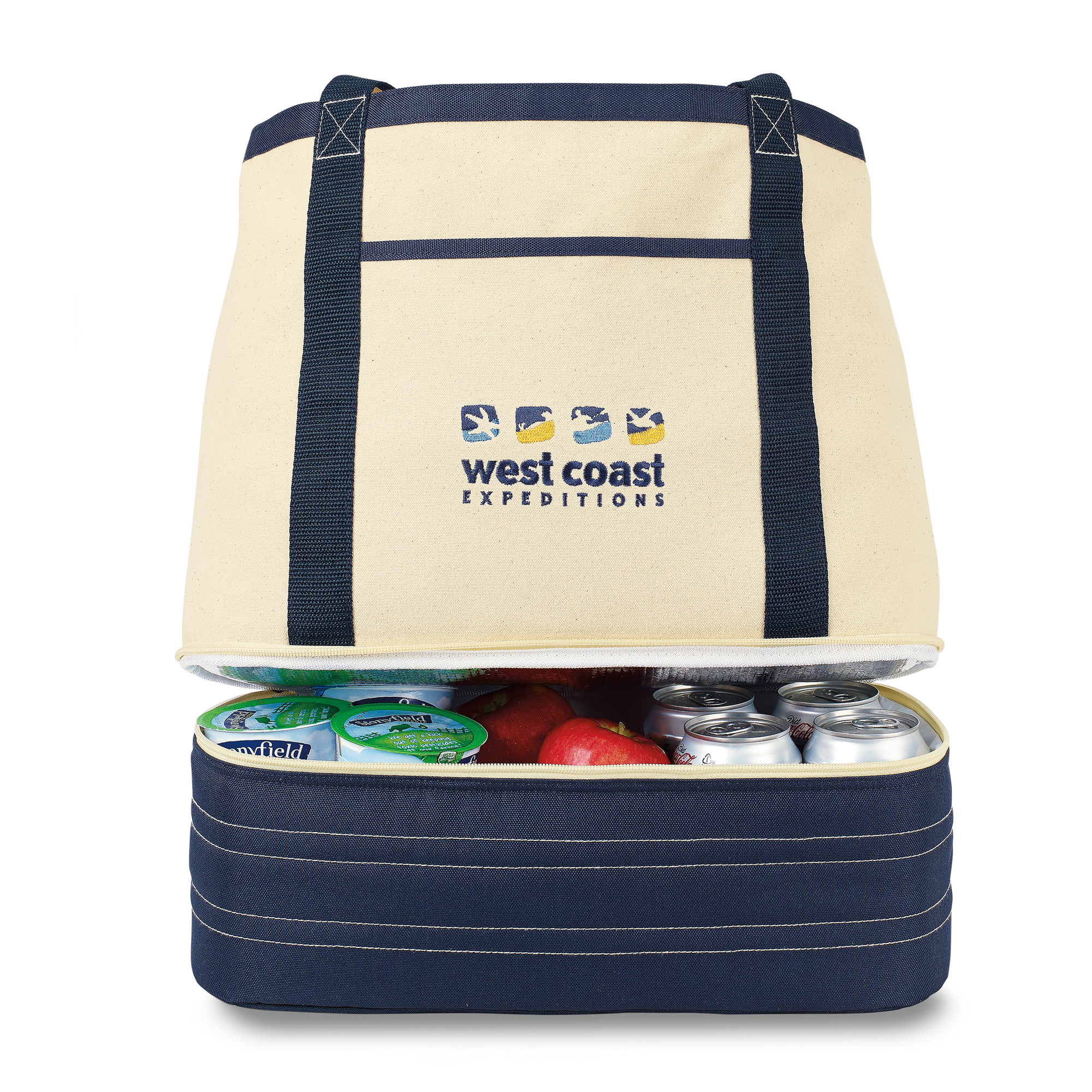 Picture of Coastal Cotton Insulated Tote - Navy Blue-Natural