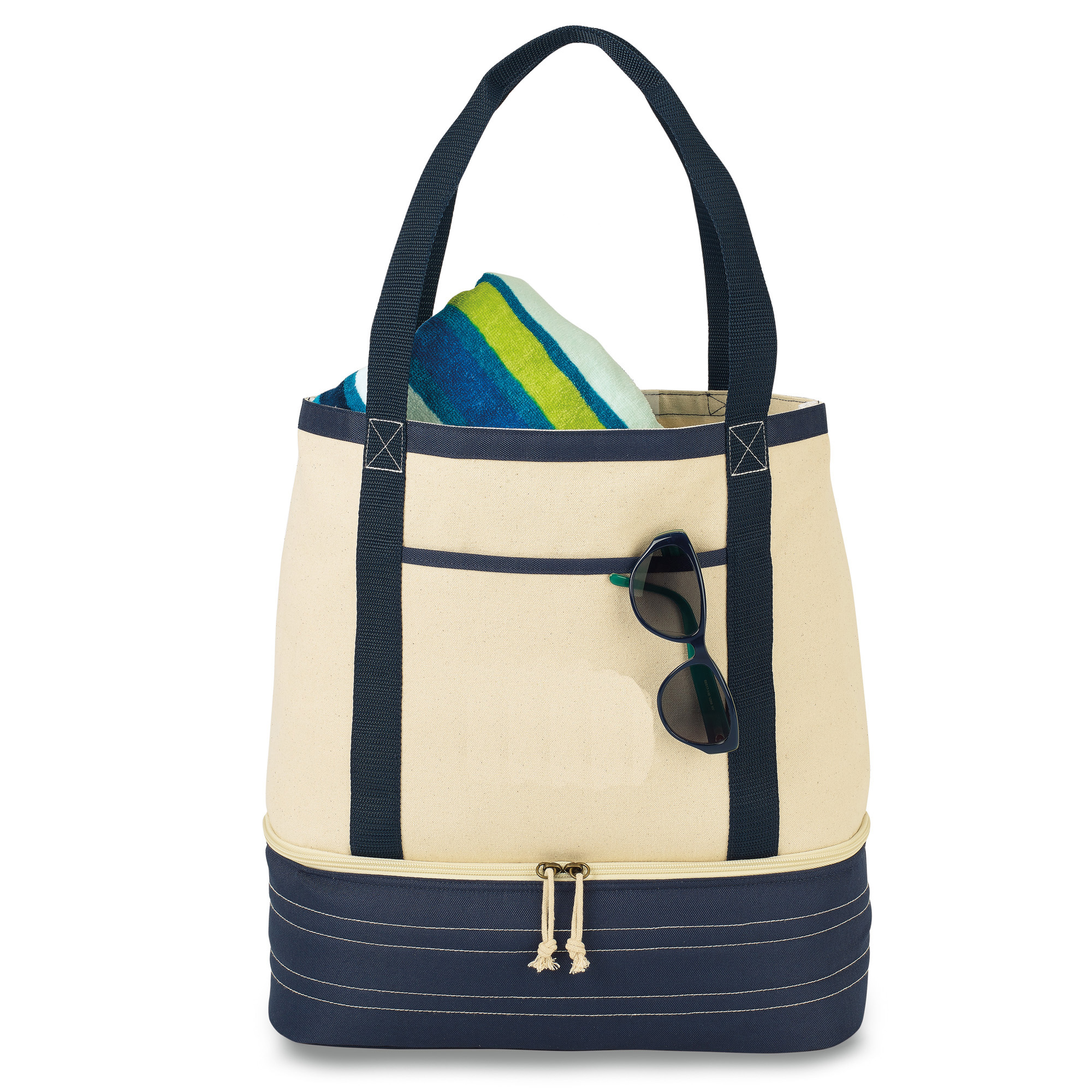 Picture of Coastal Cotton Insulated Tote - Navy Blue-Natural