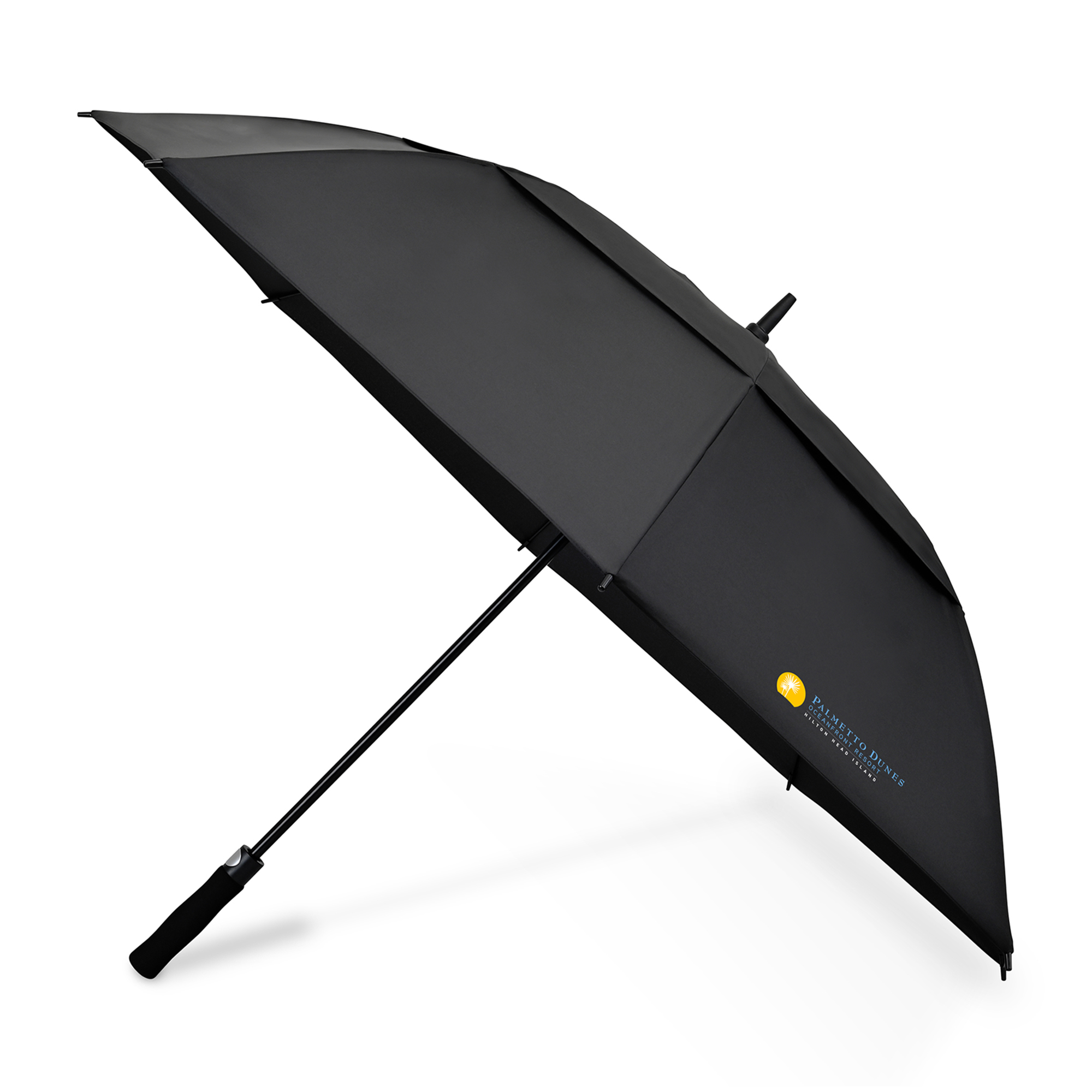 Picture of Elements 60" Recycled rPET Auto Open Dual Canopy Golf Umbrella - Black
