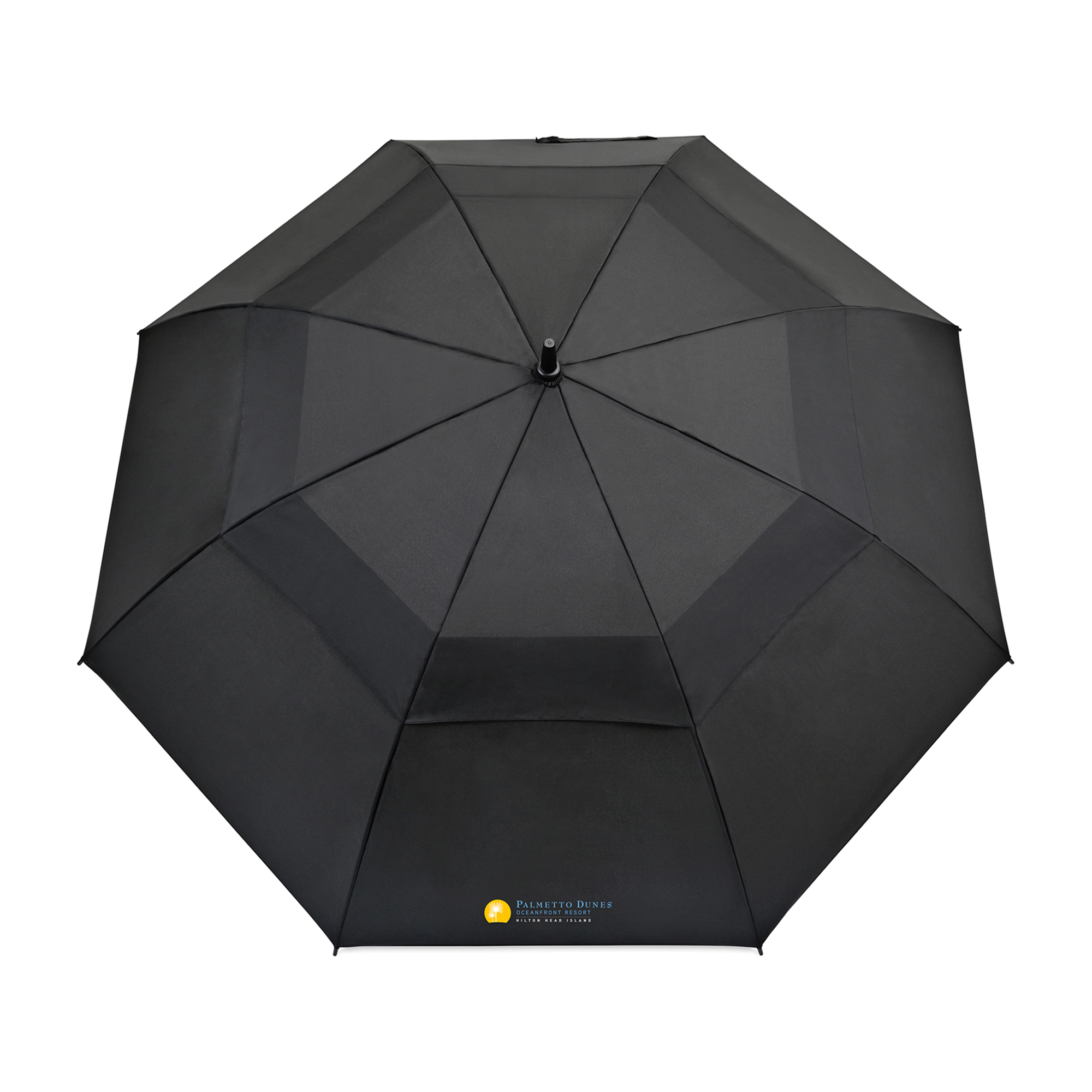Picture of Elements 60" Recycled rPET Auto Open Dual Canopy Golf Umbrella - Black