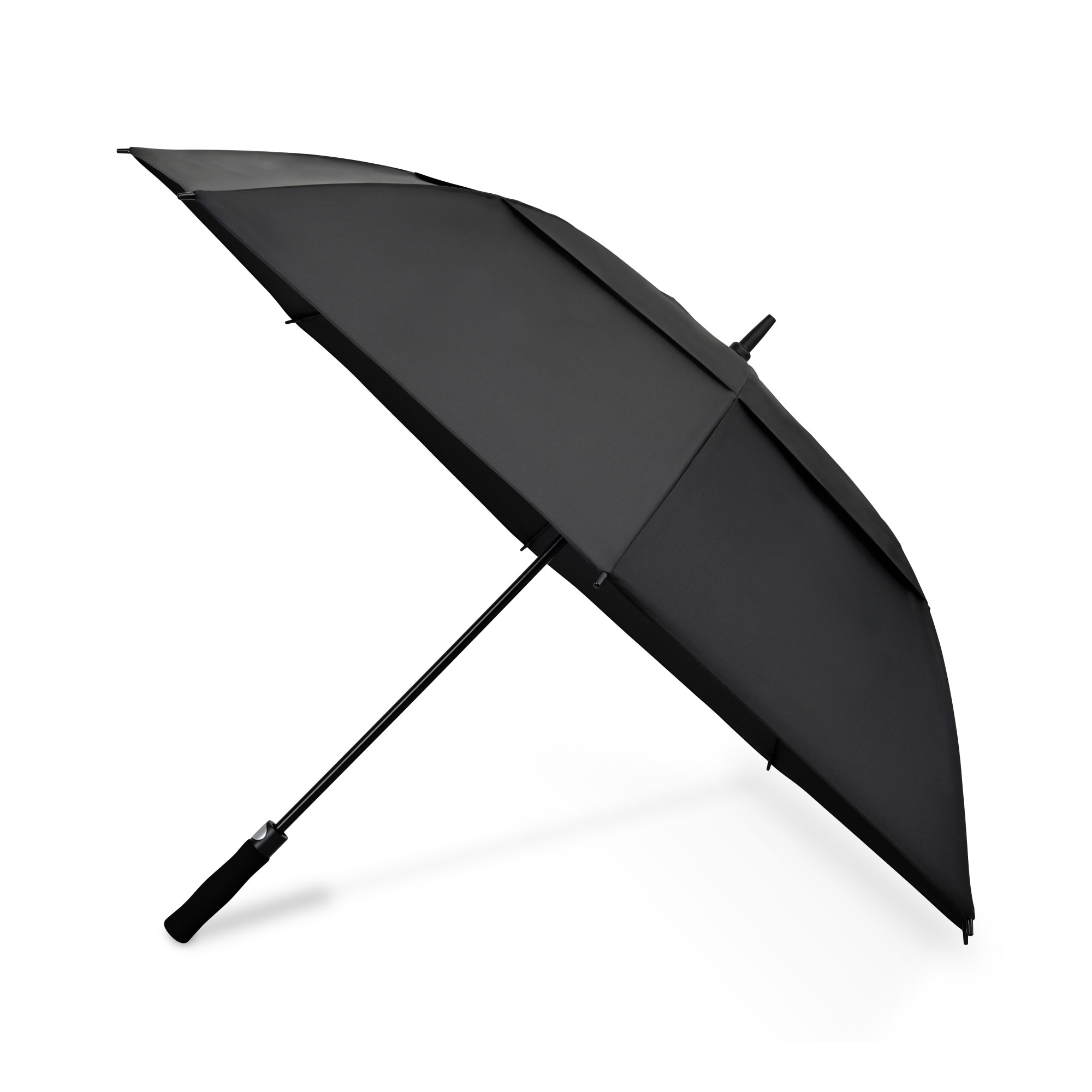 Picture of Elements 60" Recycled rPET Auto Open Dual Canopy Golf Umbrella - Black