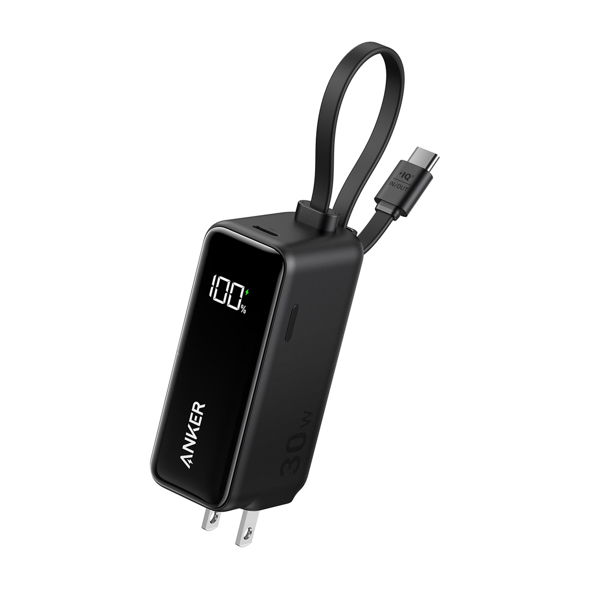 Picture of Anker 3-in-1 Power Bank (30W, Fusion, Built-In USB-C Cable) - Black