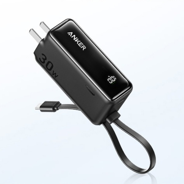 Picture of Anker 3-in-1 Power Bank (30W, Fusion, Built-In USB-C Cable) - Black
