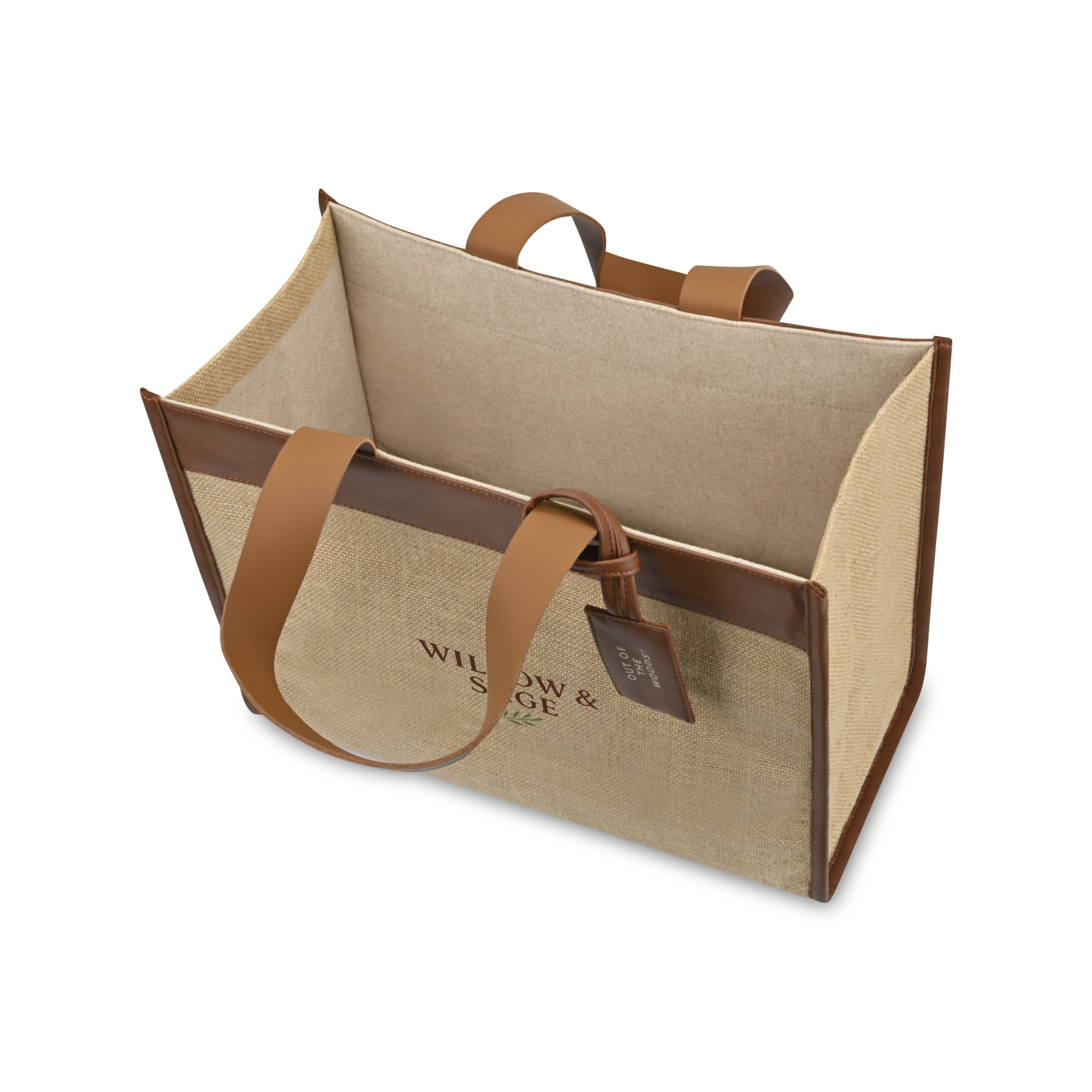 Picture of Out of the Woods Jute Trim Box Tote - Natural