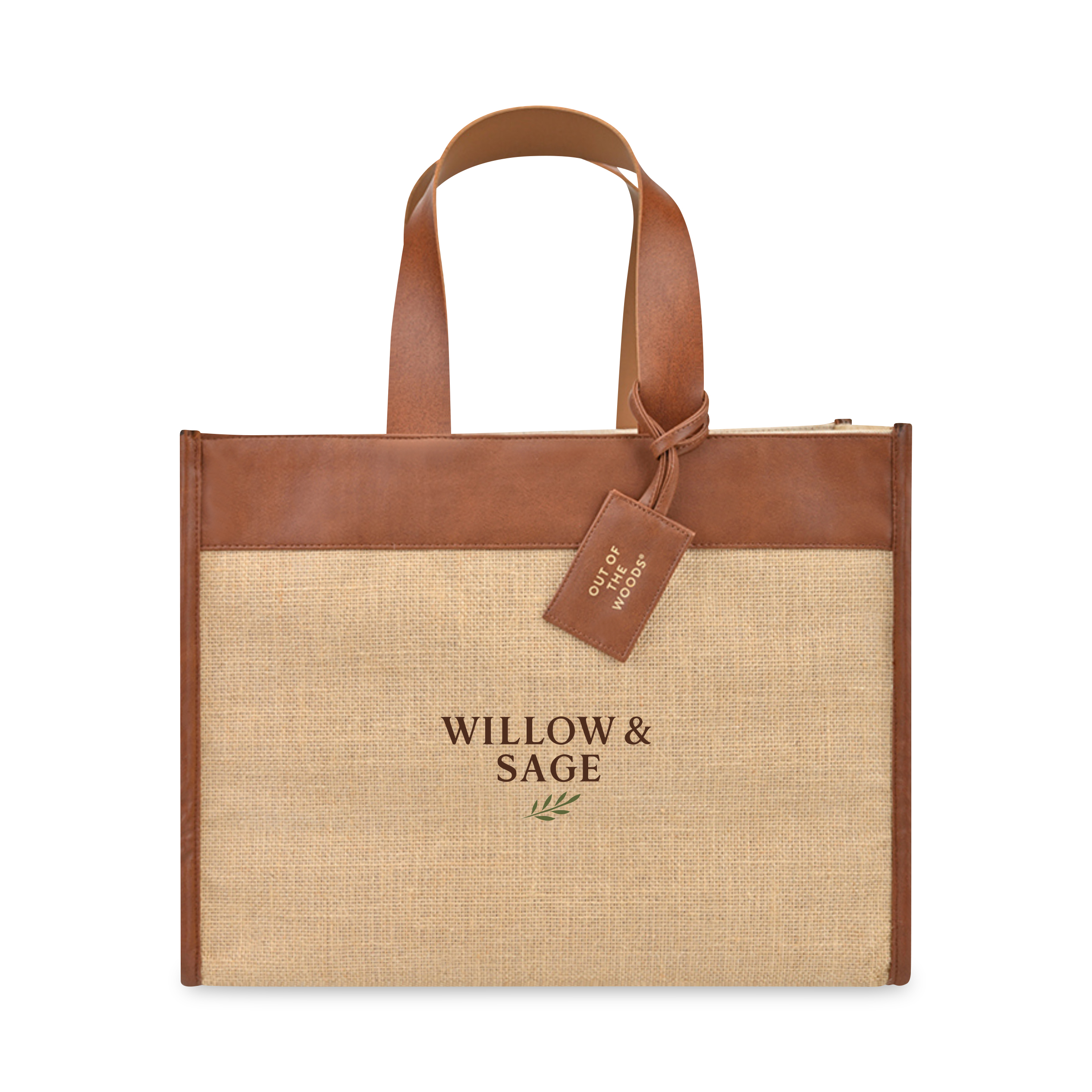 Picture of Out of the Woods Jute Trim Box Tote - Natural