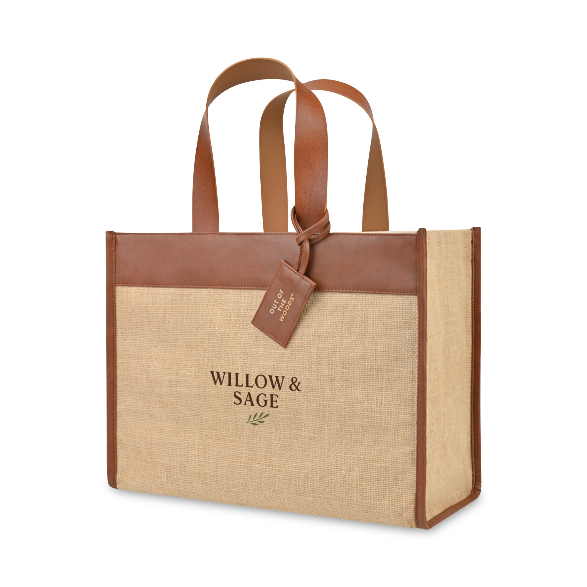 Picture of Out of the Woods Jute Trim Box Tote - Natural