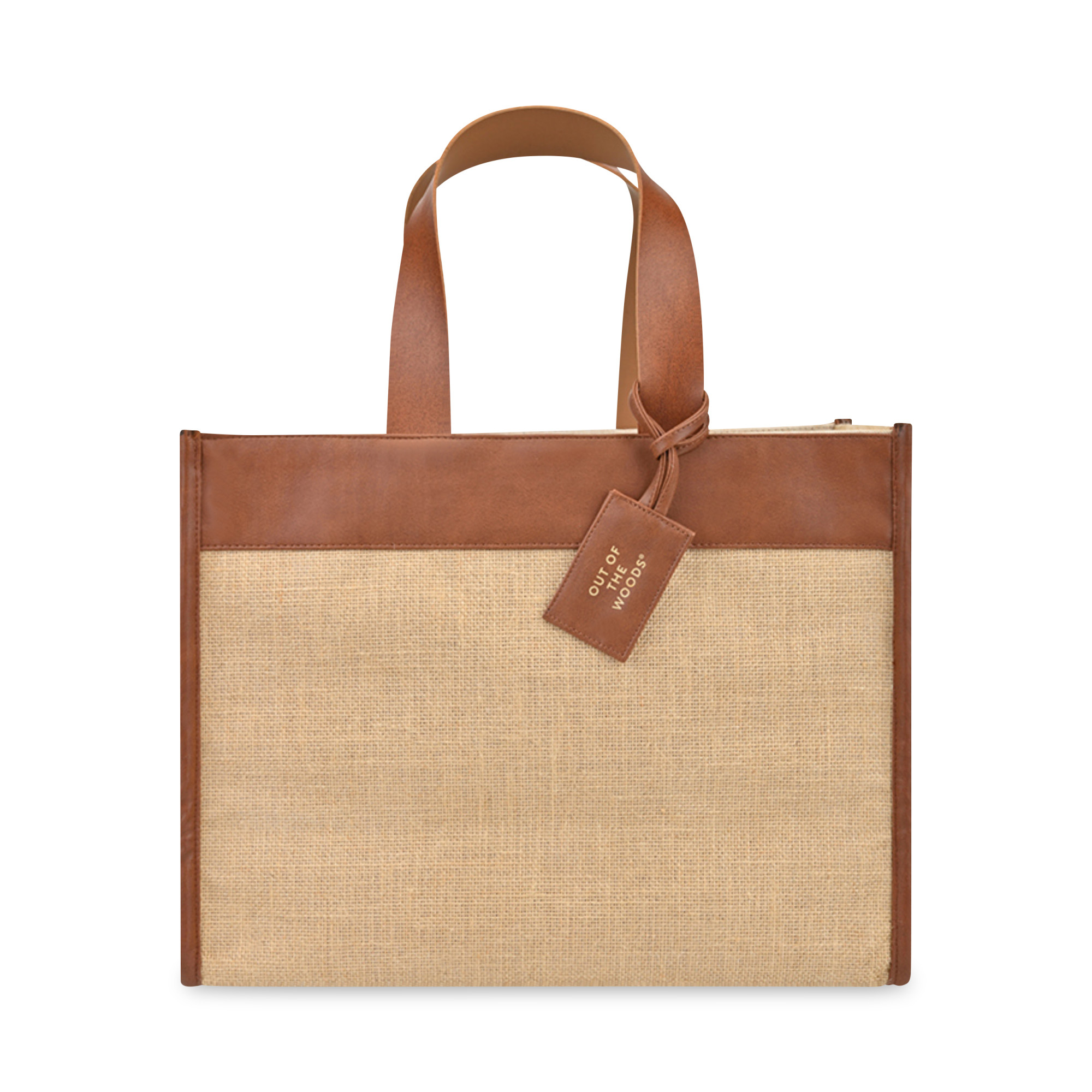 Picture of Out of the Woods Jute Trim Box Tote - Natural