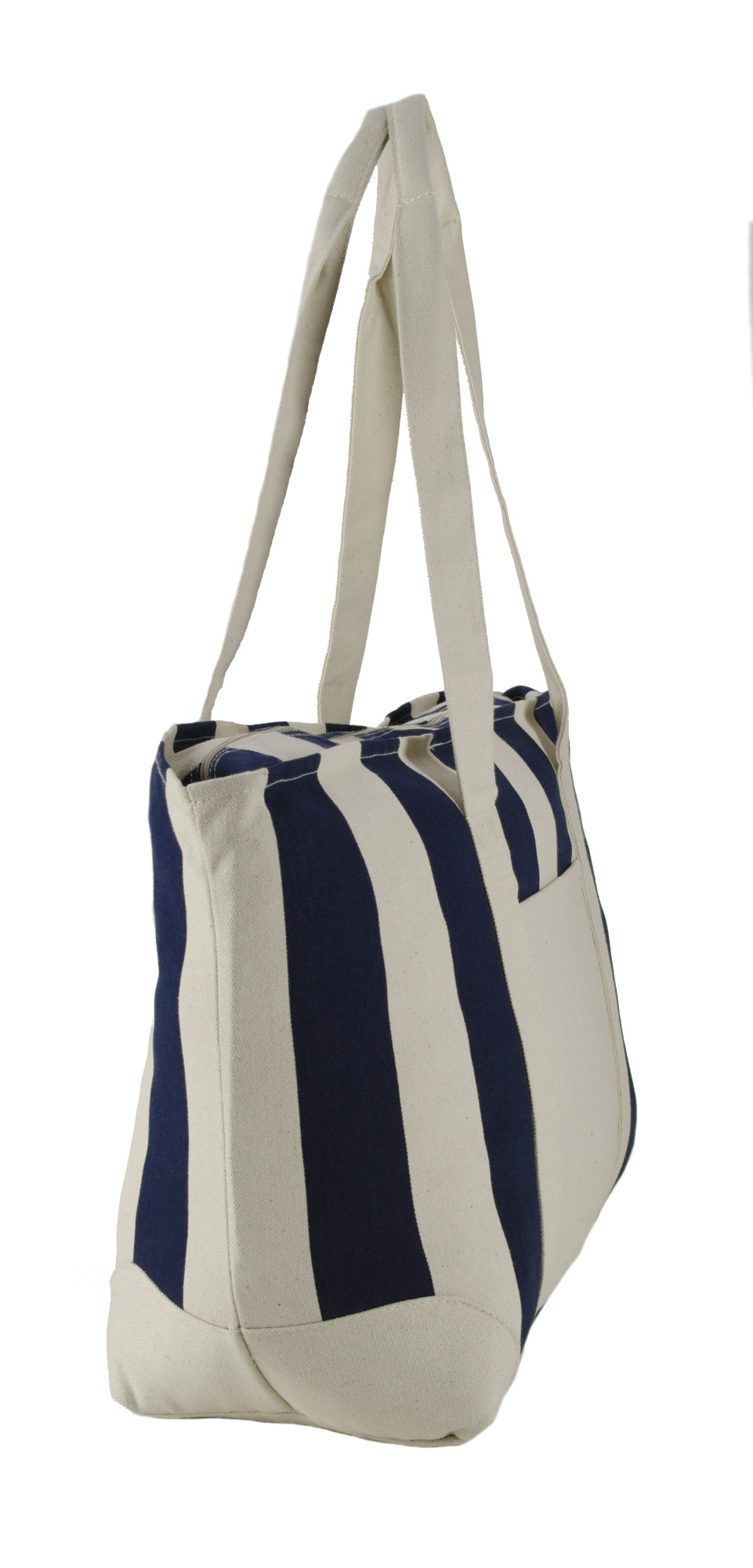 Picture of Large Striped Canvas Tote - Navy Blue