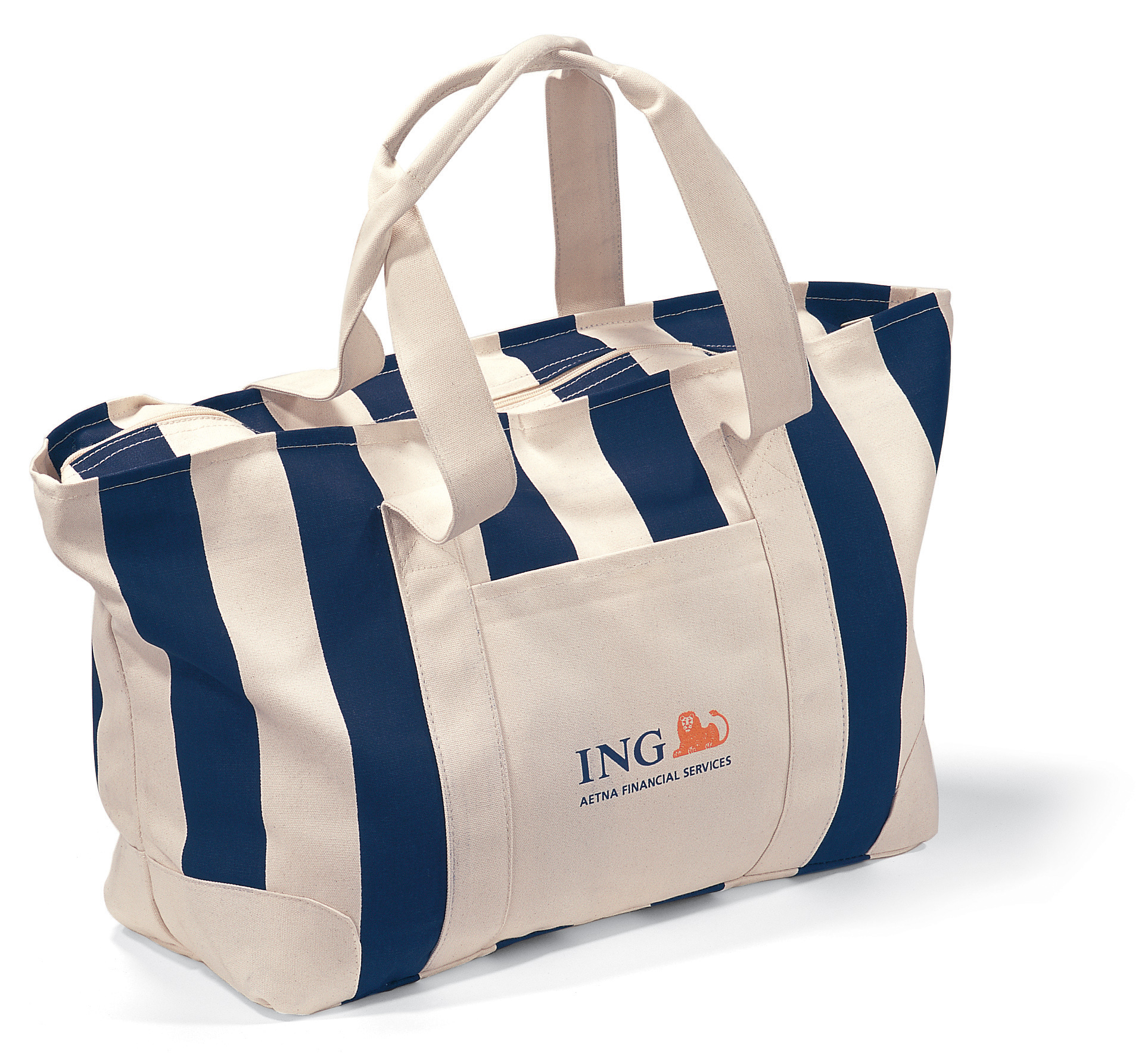 Picture of Large Striped Canvas Tote - Navy Blue