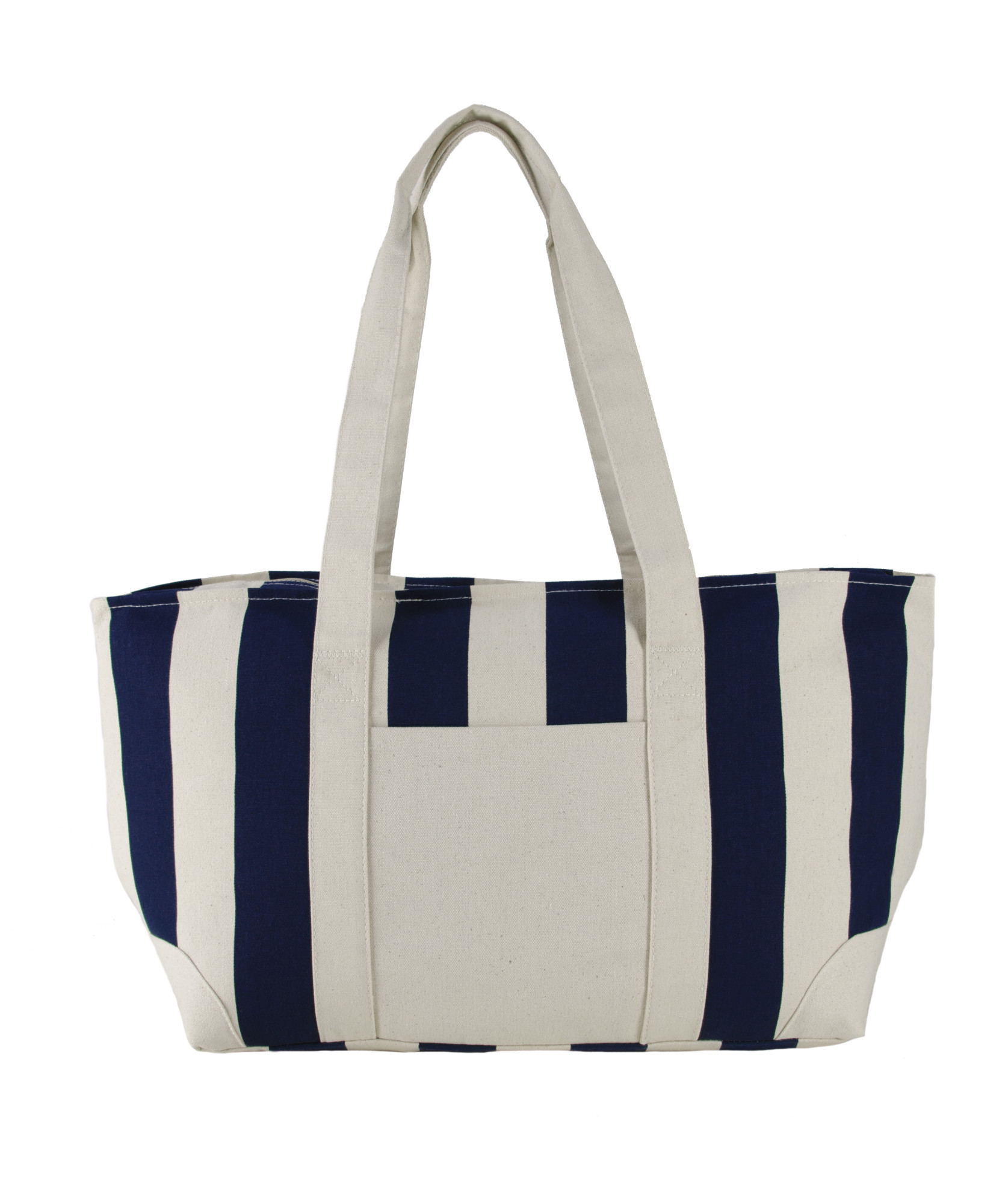 Picture of Large Striped Canvas Tote - Navy Blue