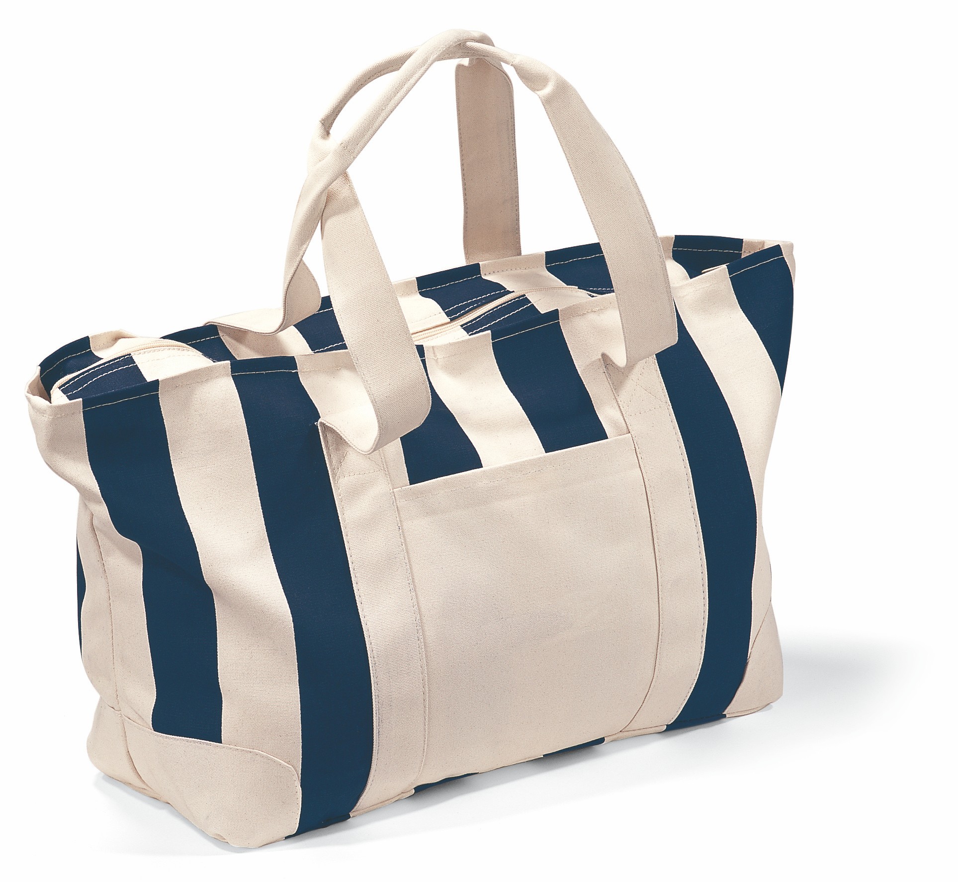Picture of Large Striped Canvas Tote - Navy Blue
