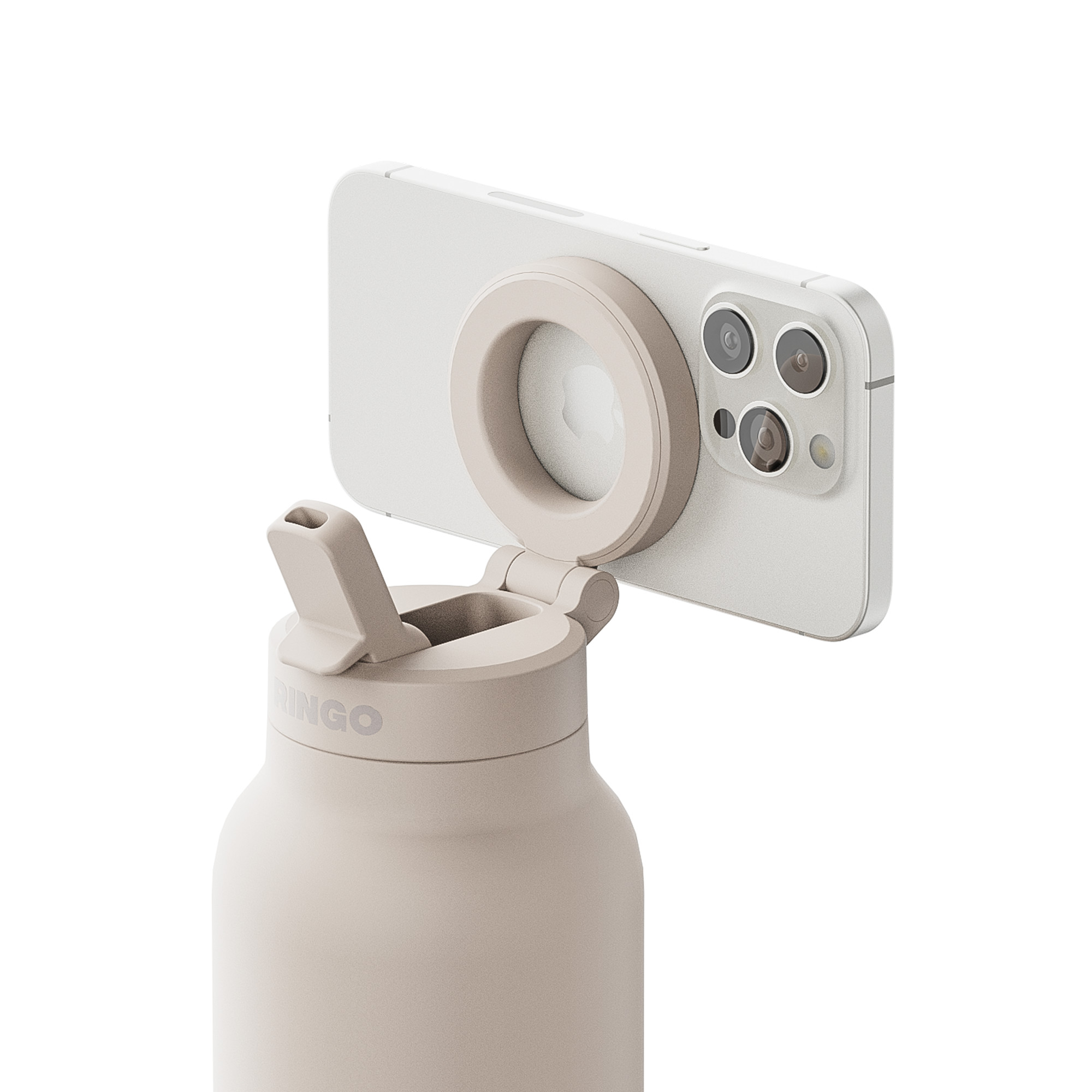 Picture of RINGO Pro Water Bottle with Magnetic Booster Ring - 24 Oz. - Ivory