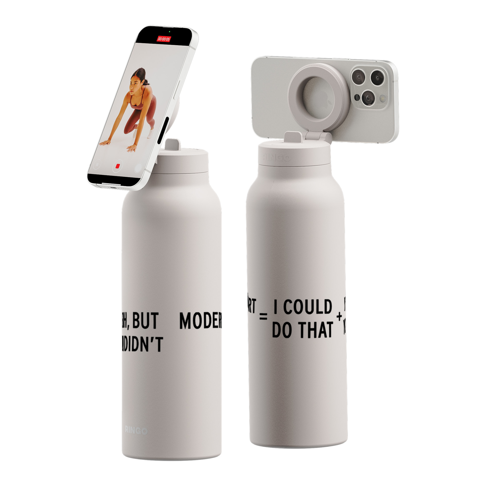 Picture of RINGO Pro Water Bottle with Magnetic Booster Ring - 24 Oz. - Ivory