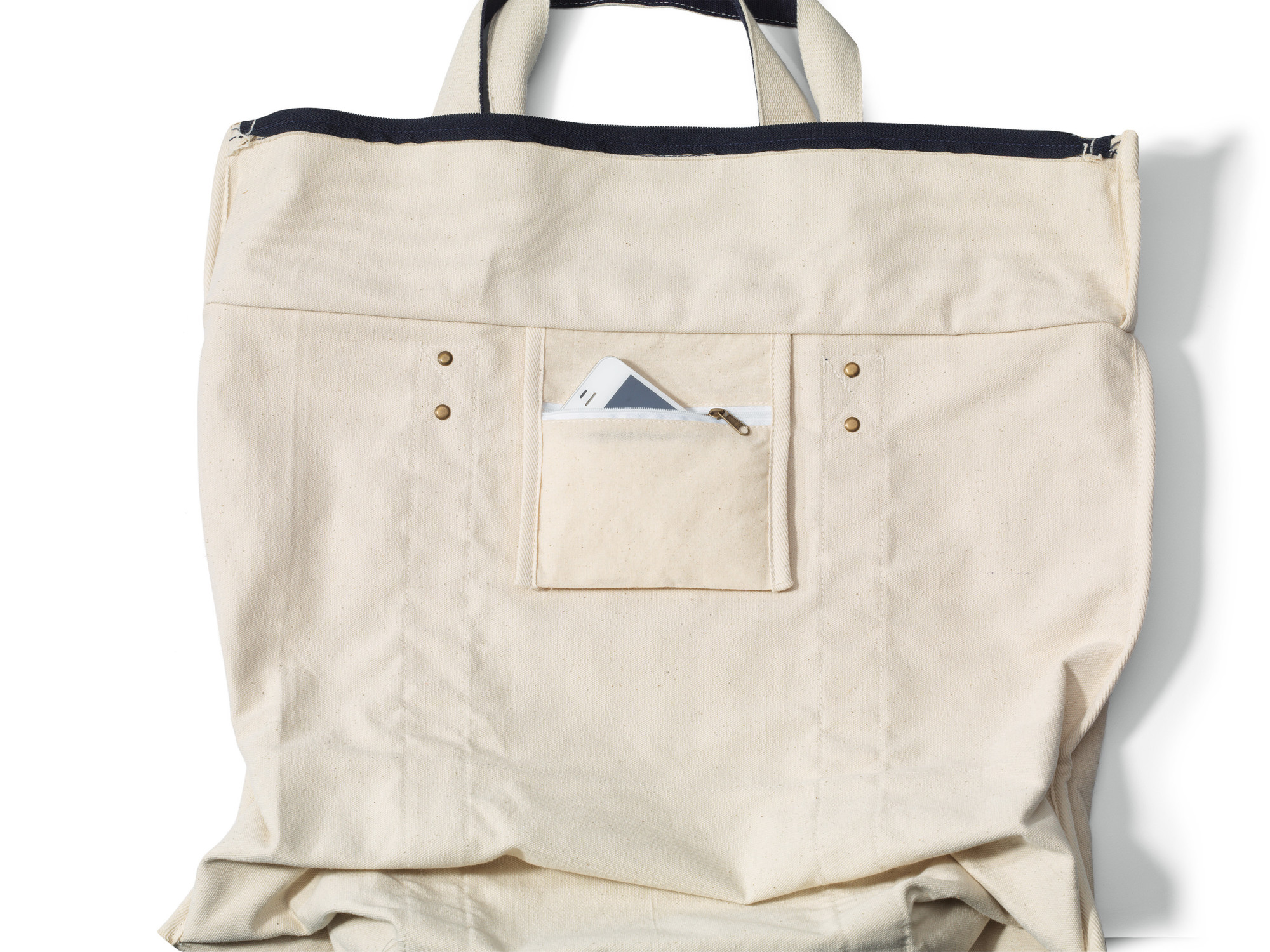 Picture of Seaside Zippered Cotton Tote - Navy Blue