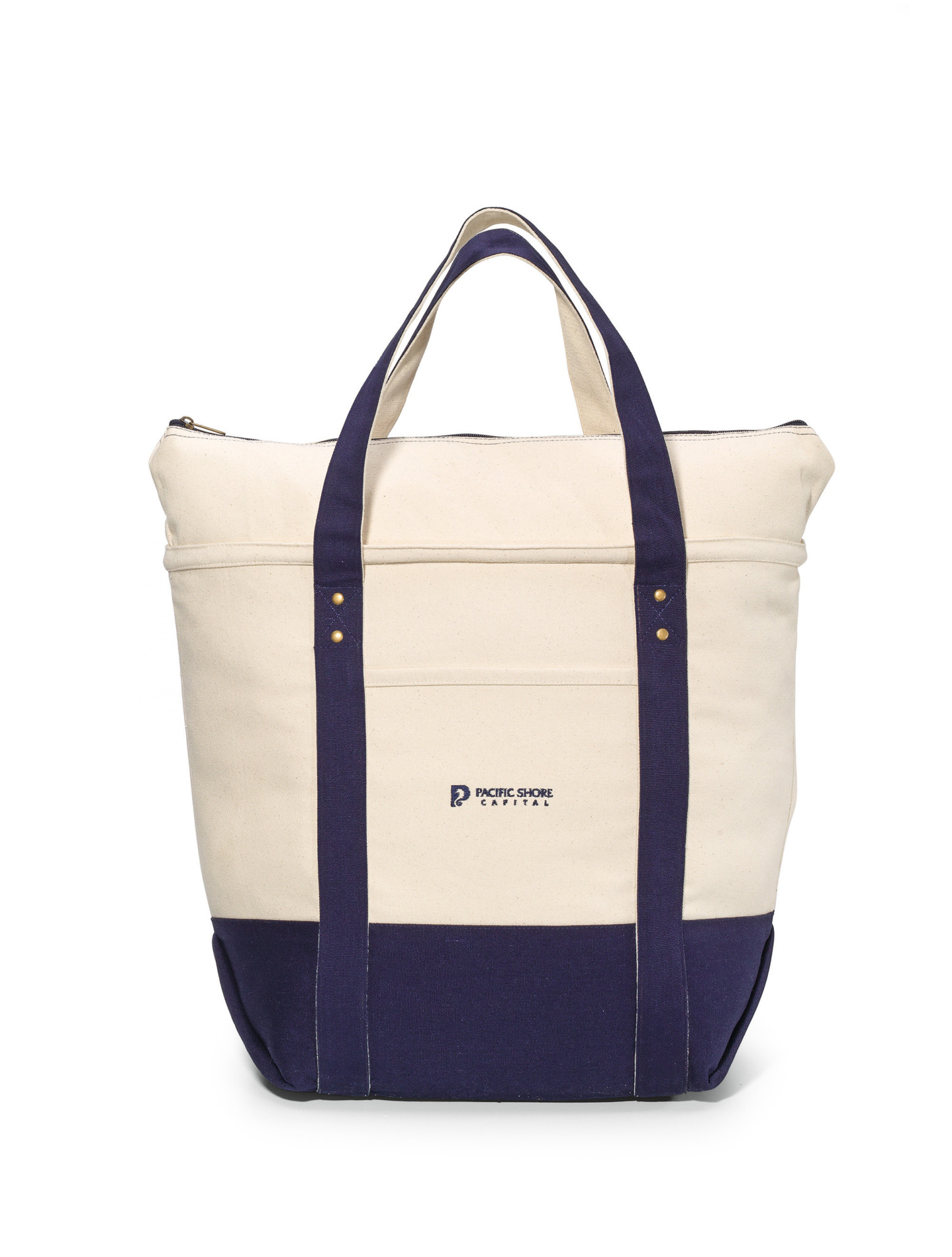 Picture of Seaside Zippered Cotton Tote - Navy Blue