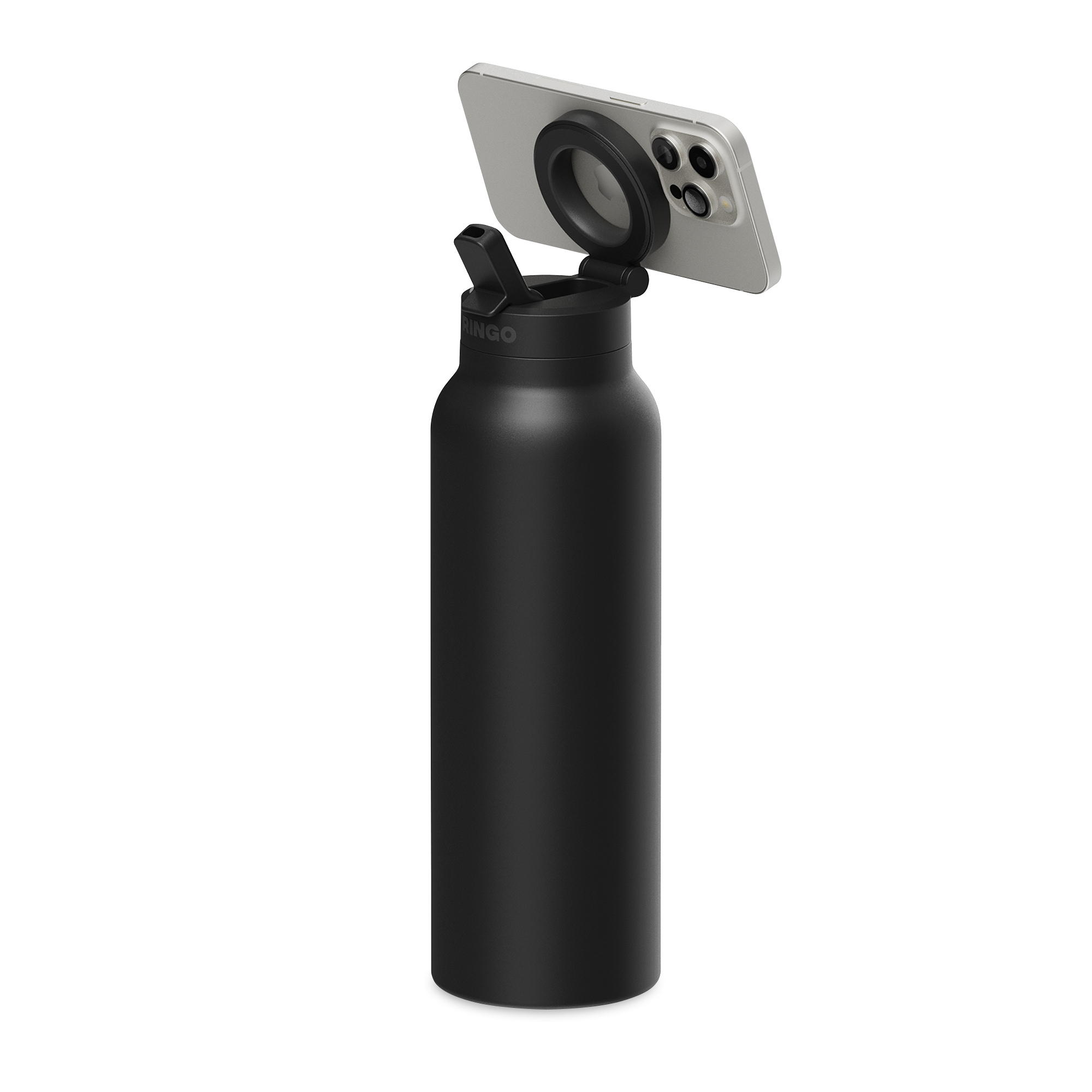Picture of RINGO Pro Water Bottle with Magnetic Booster Ring - 24 Oz. - Black