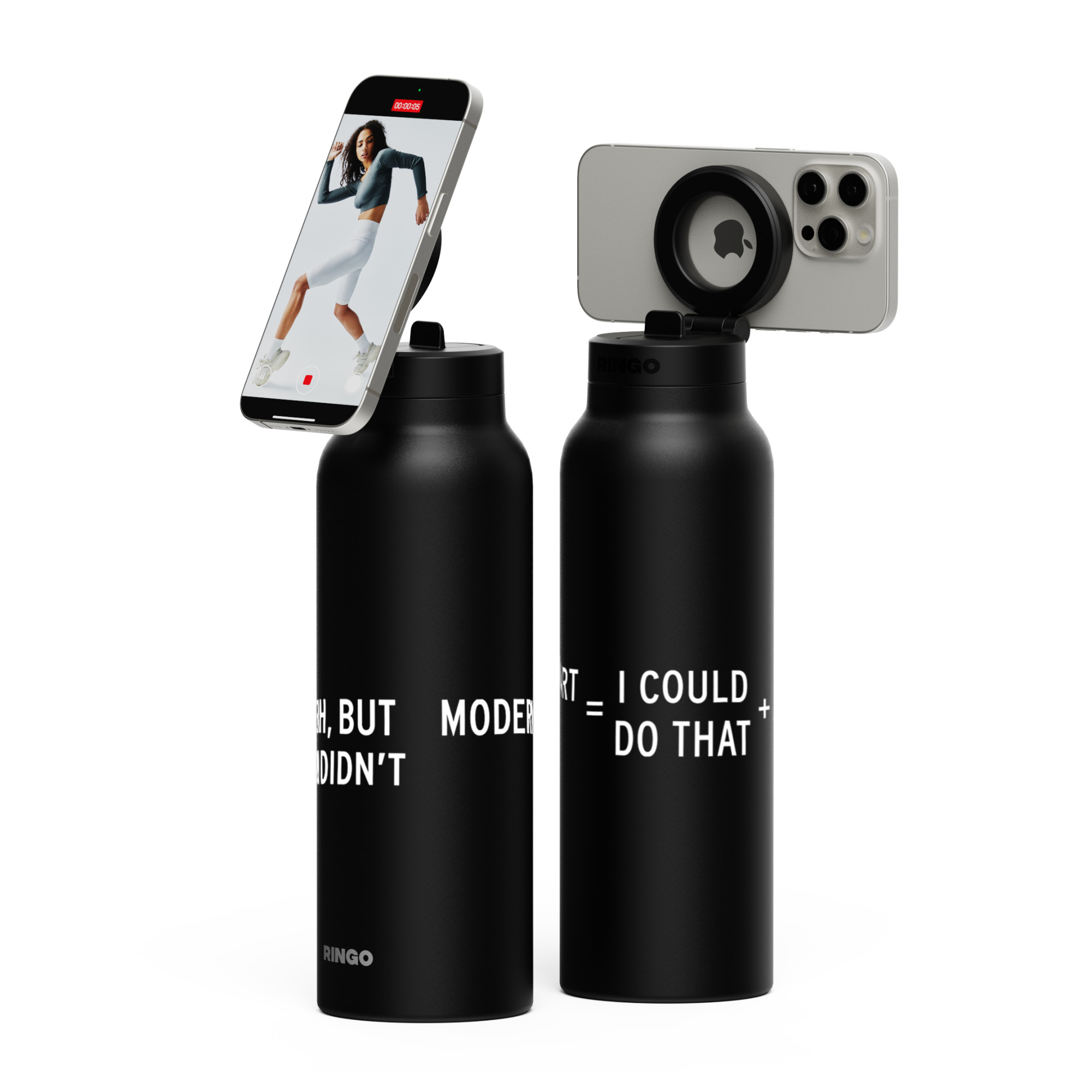 Picture of RINGO Pro Water Bottle with Magnetic Booster Ring - 24 Oz. - Black