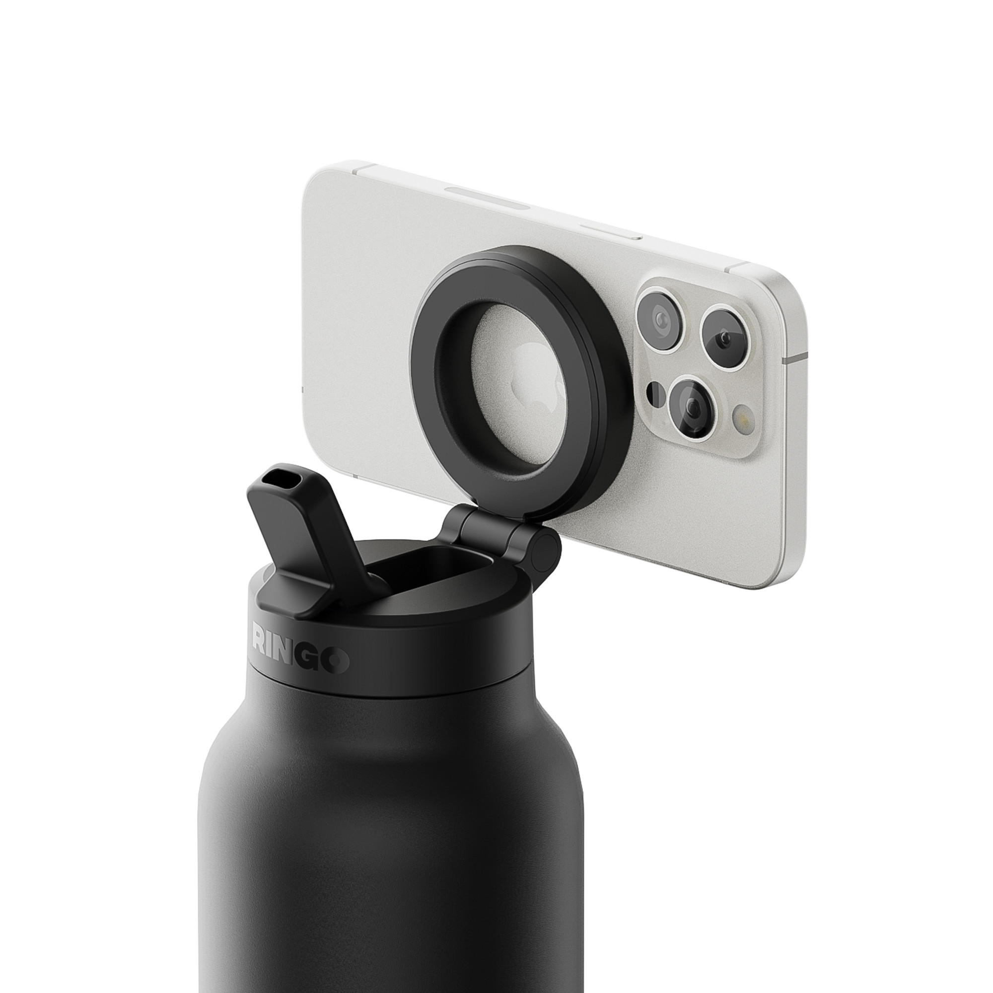 Picture of RINGO Pro Water Bottle with Magnetic Booster Ring - 24 Oz. - Black