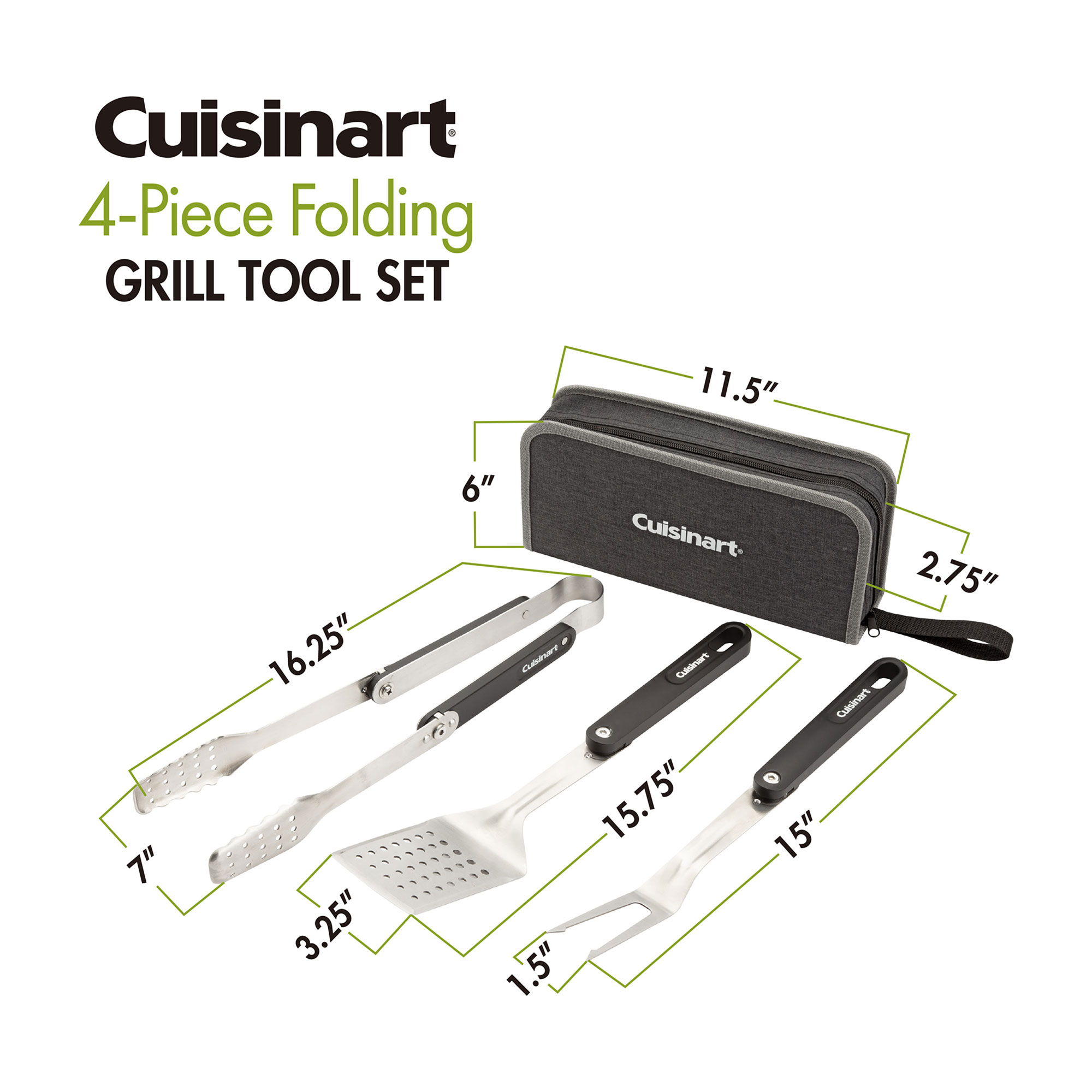 Picture of Cuisinart Outdoors 4-Piece Folding Grill Tool Set - Charcoal