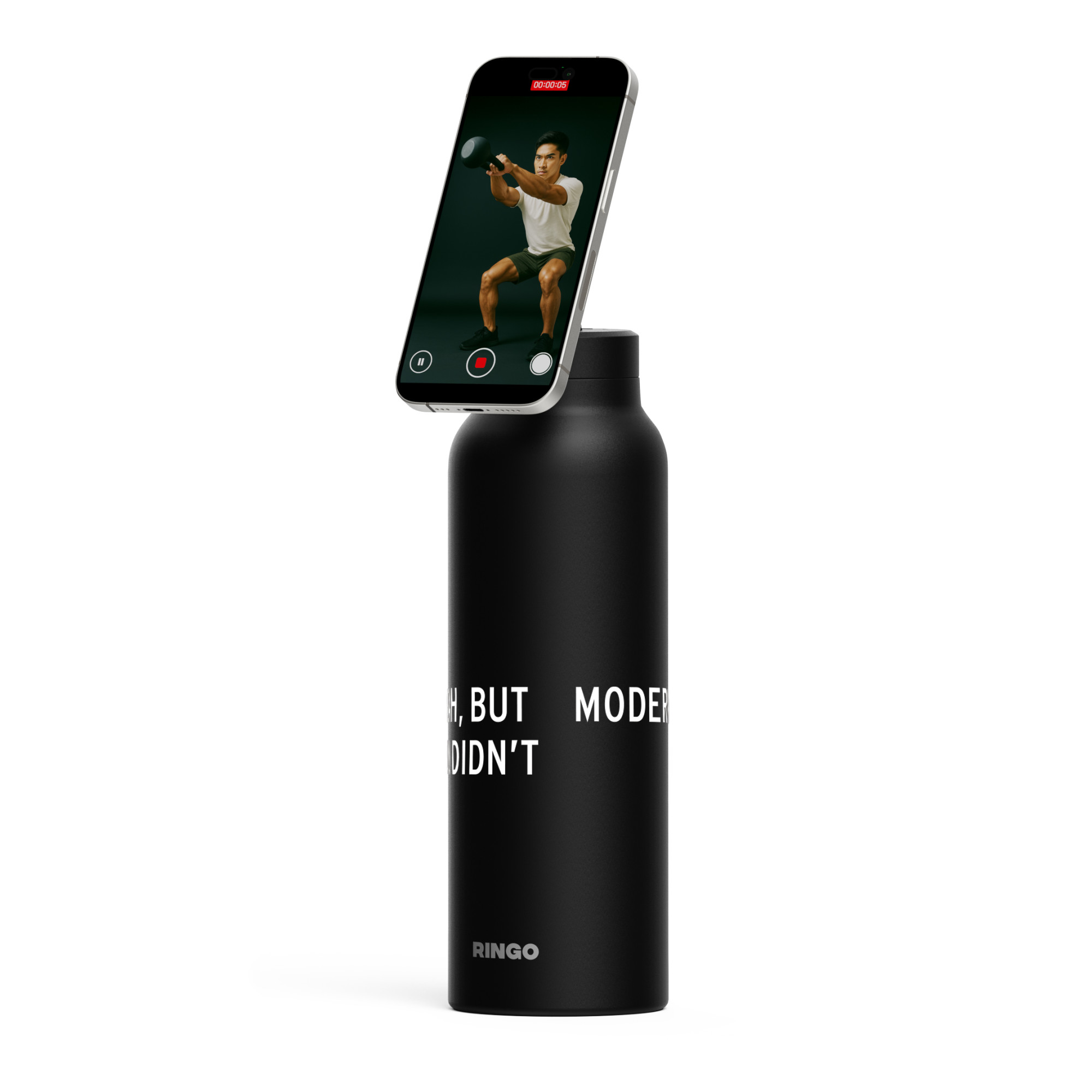 Picture of RINGO Pro Water Bottle with Magnetic Booster Ring - 32 Oz. - Black