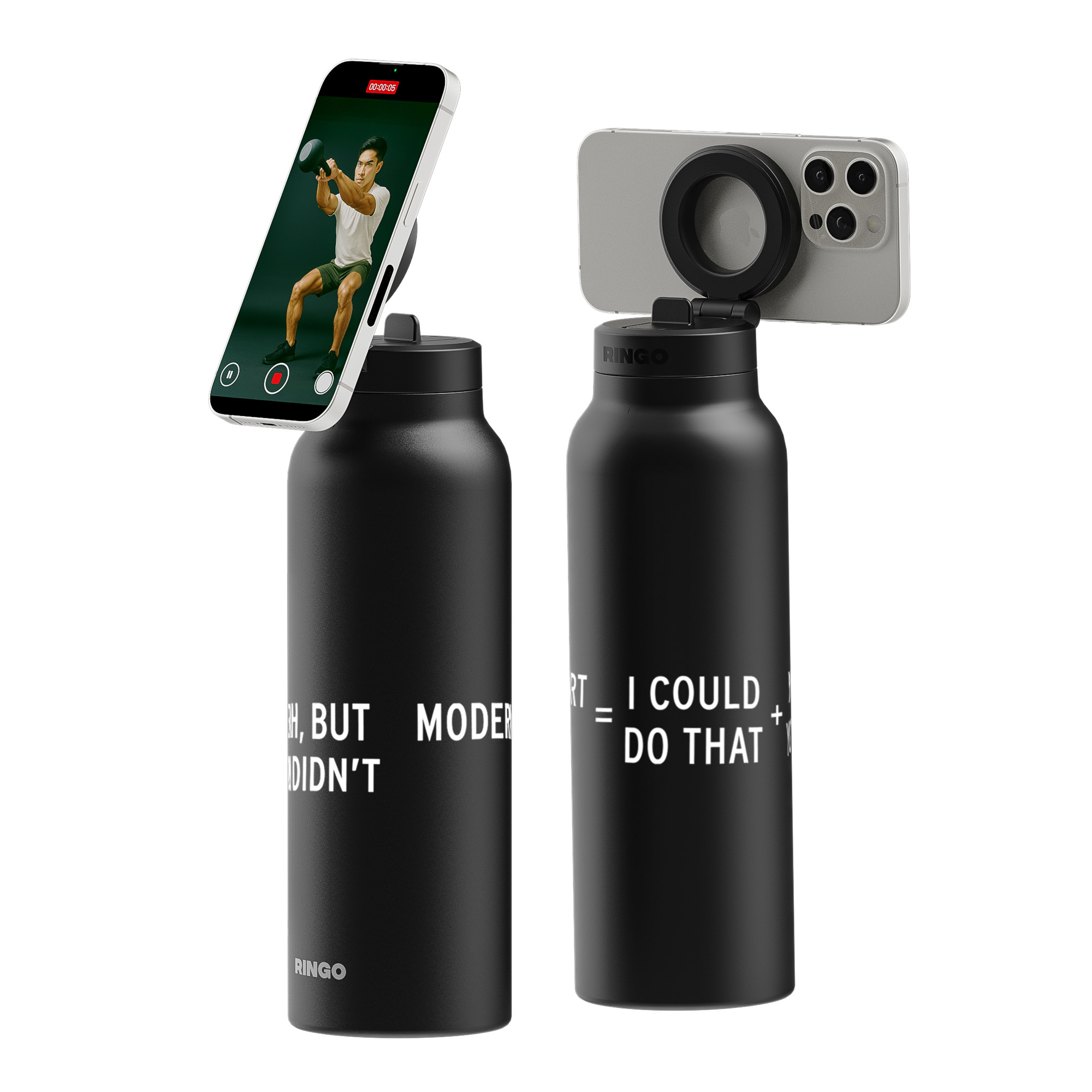 Picture of RINGO Pro Water Bottle with Magnetic Booster Ring - 32 Oz. - Black