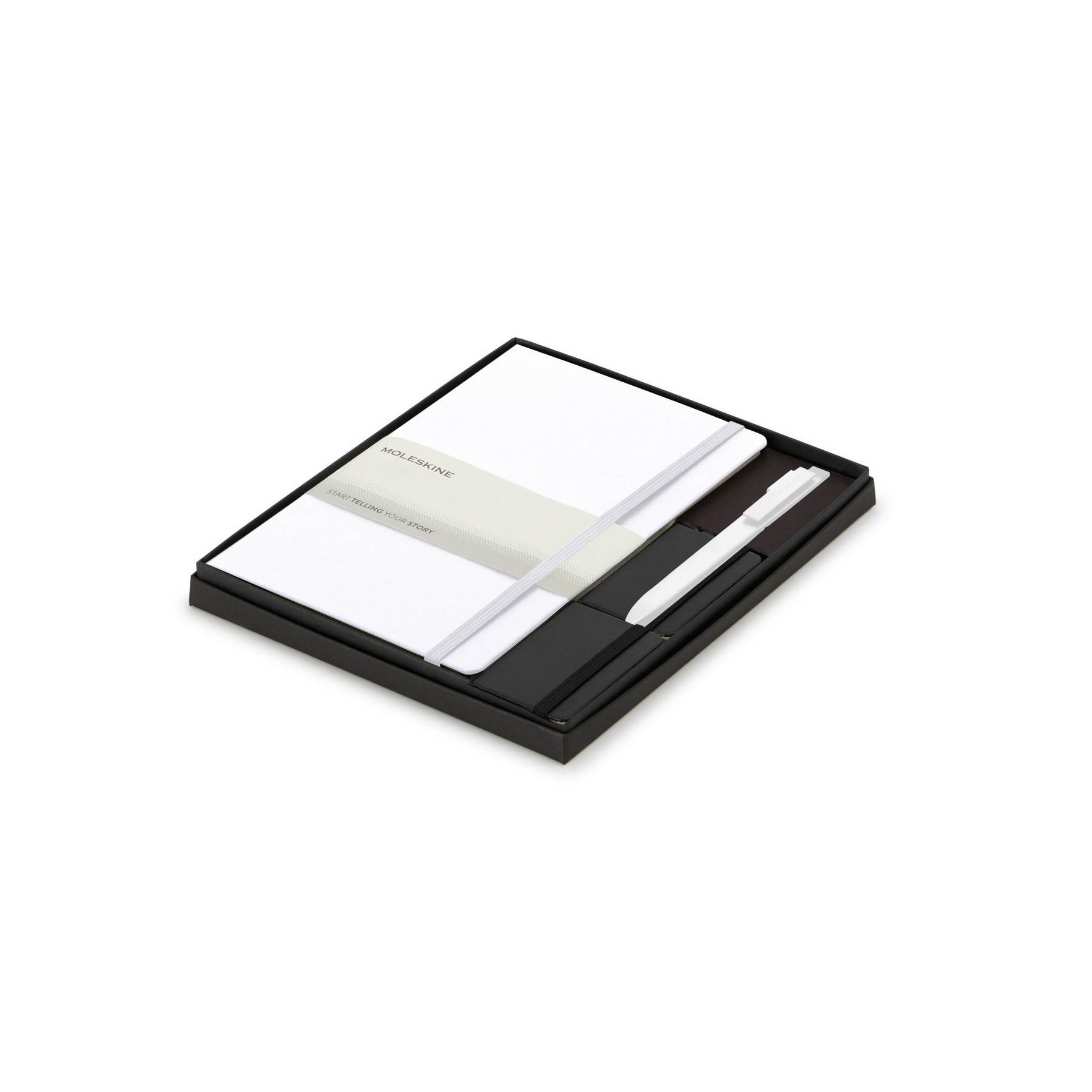 Picture of Moleskine Large Notebook, GO Pen, and Mini Notebook Charm Gift Set - White-Black