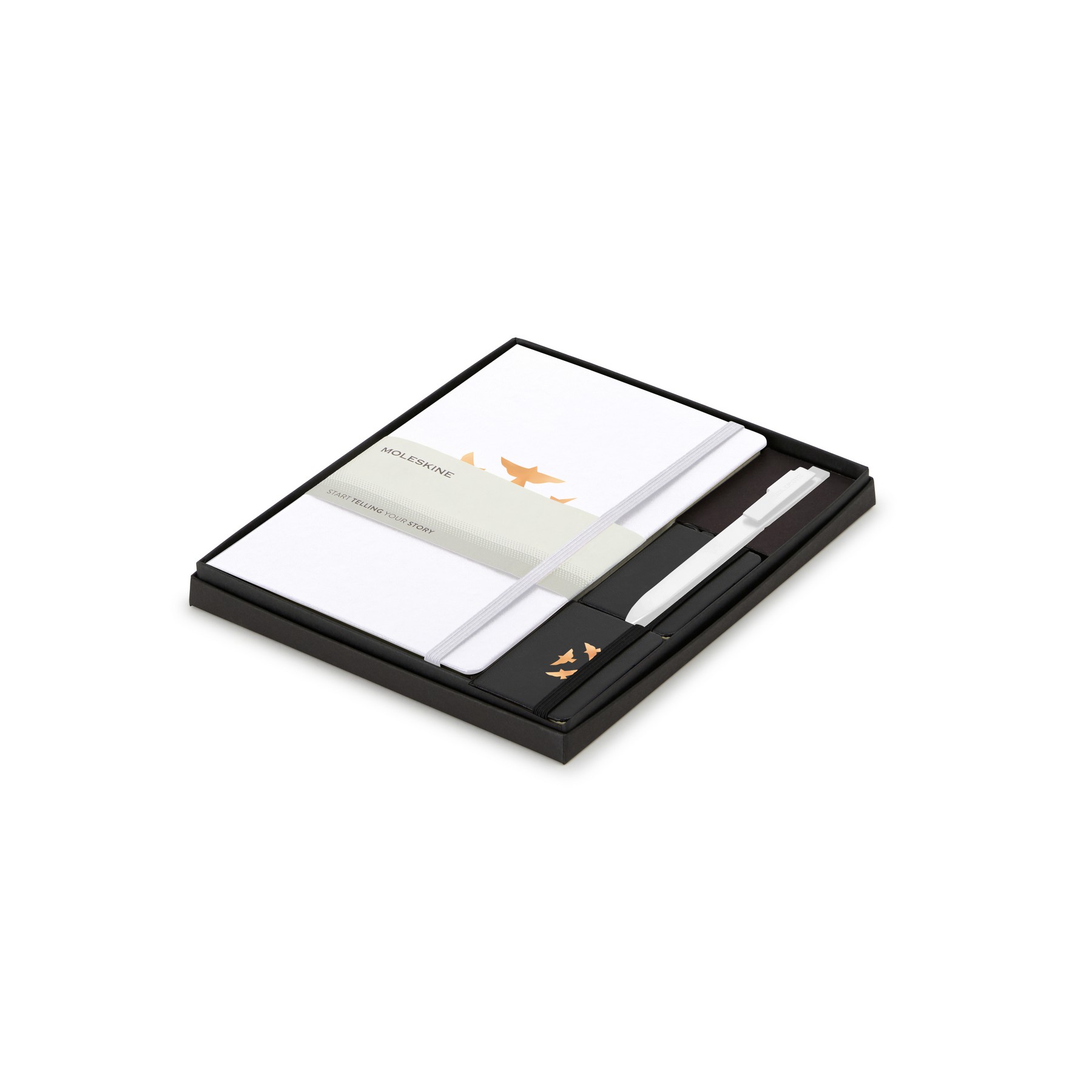 Picture of Moleskine Large Notebook, GO Pen, and Mini Notebook Charm Gift Set - White-Black