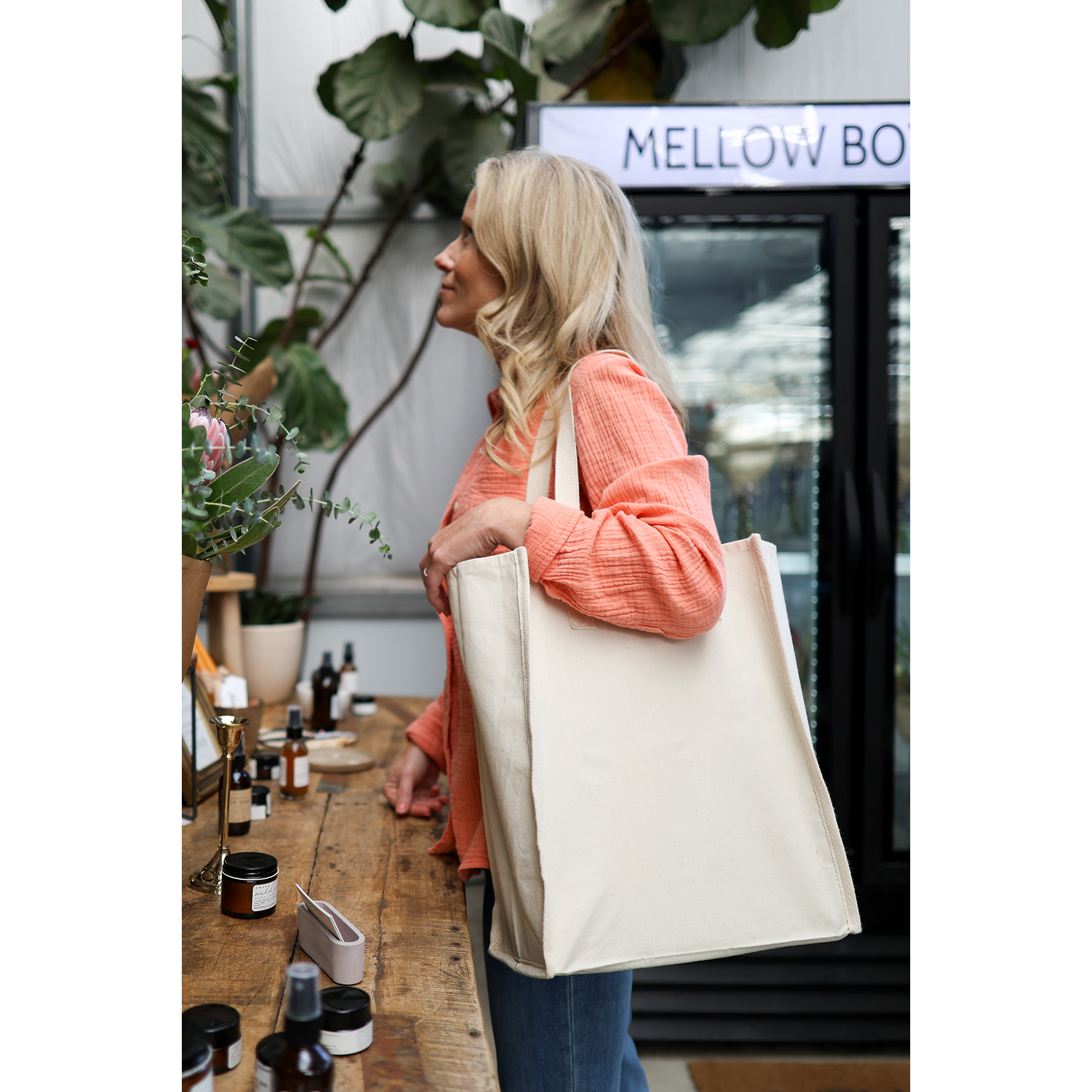 Picture of Recycled Cotton Market Tote Bag - AWARE - Natural