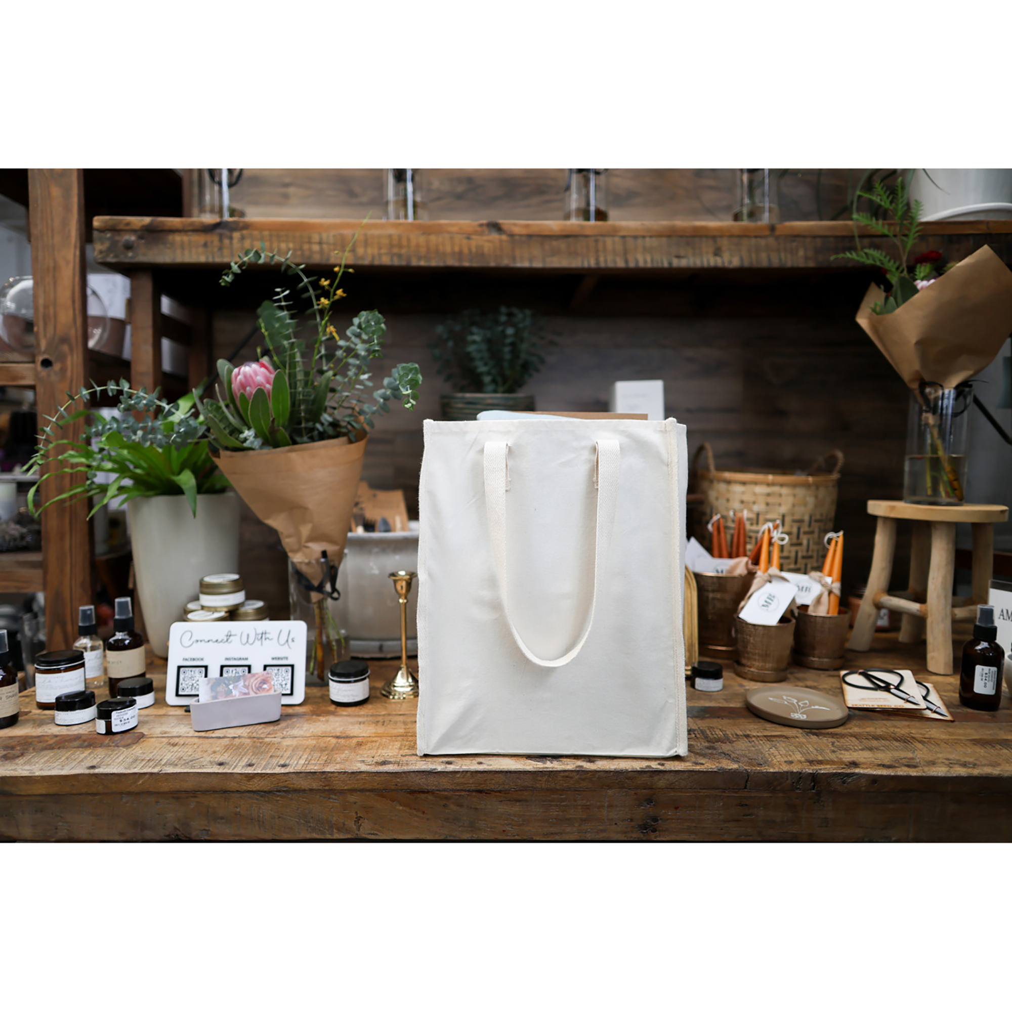 Picture of Recycled Cotton Market Tote Bag - AWARE - Natural