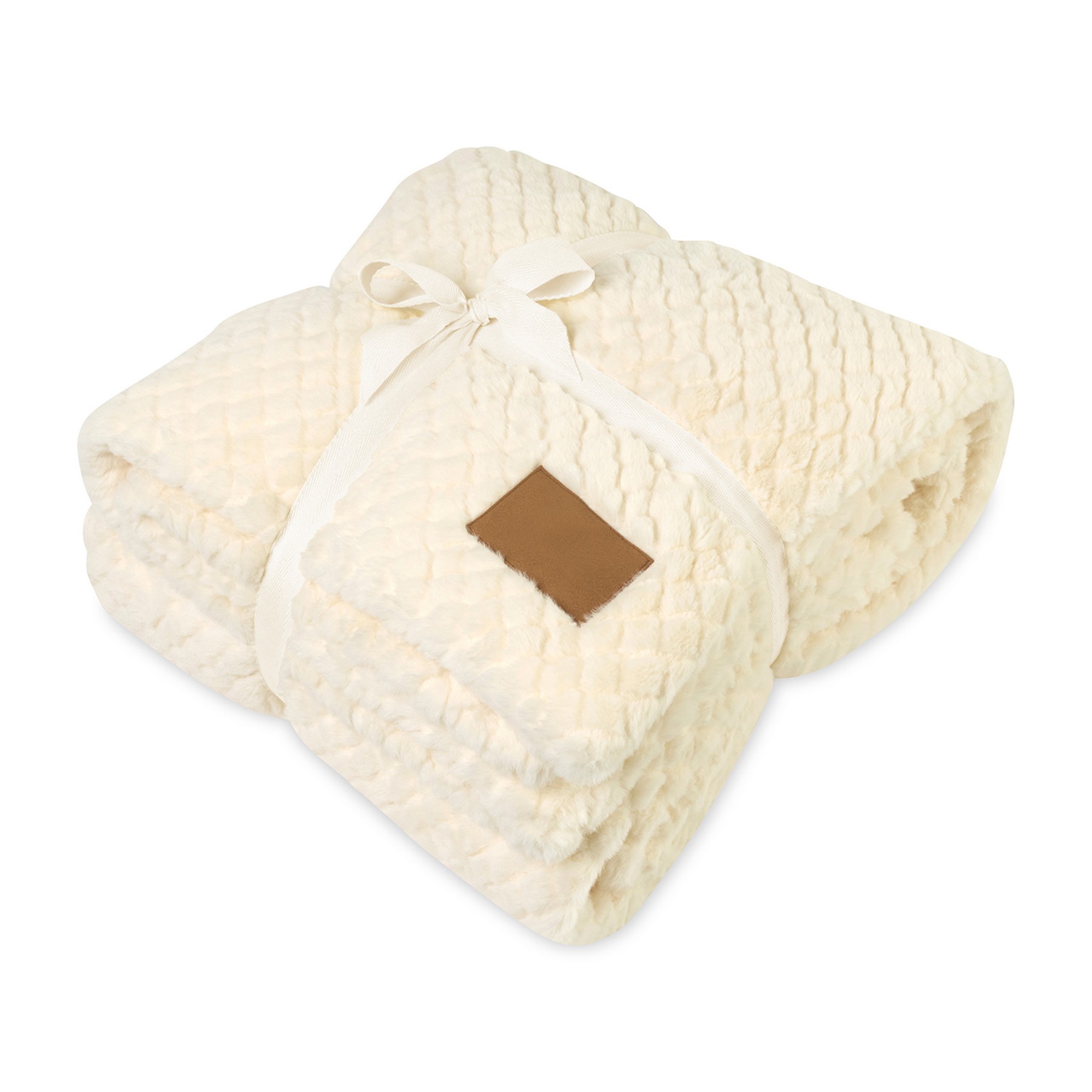Picture of Luxe Nordic Recycled Polyester Throw Blanket - Cream