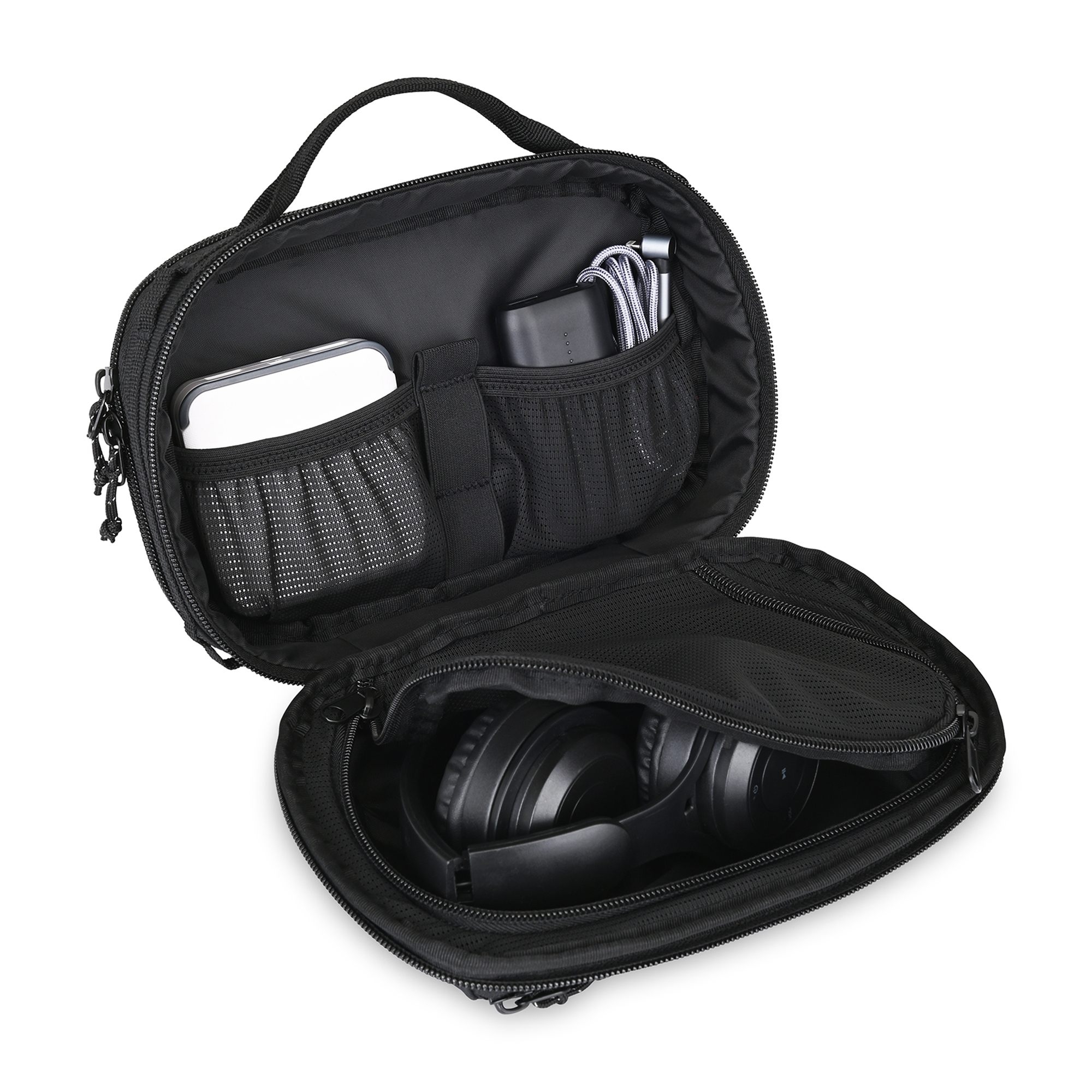 Picture of Newton Recycled rPET Structured Tech Organizer - Black