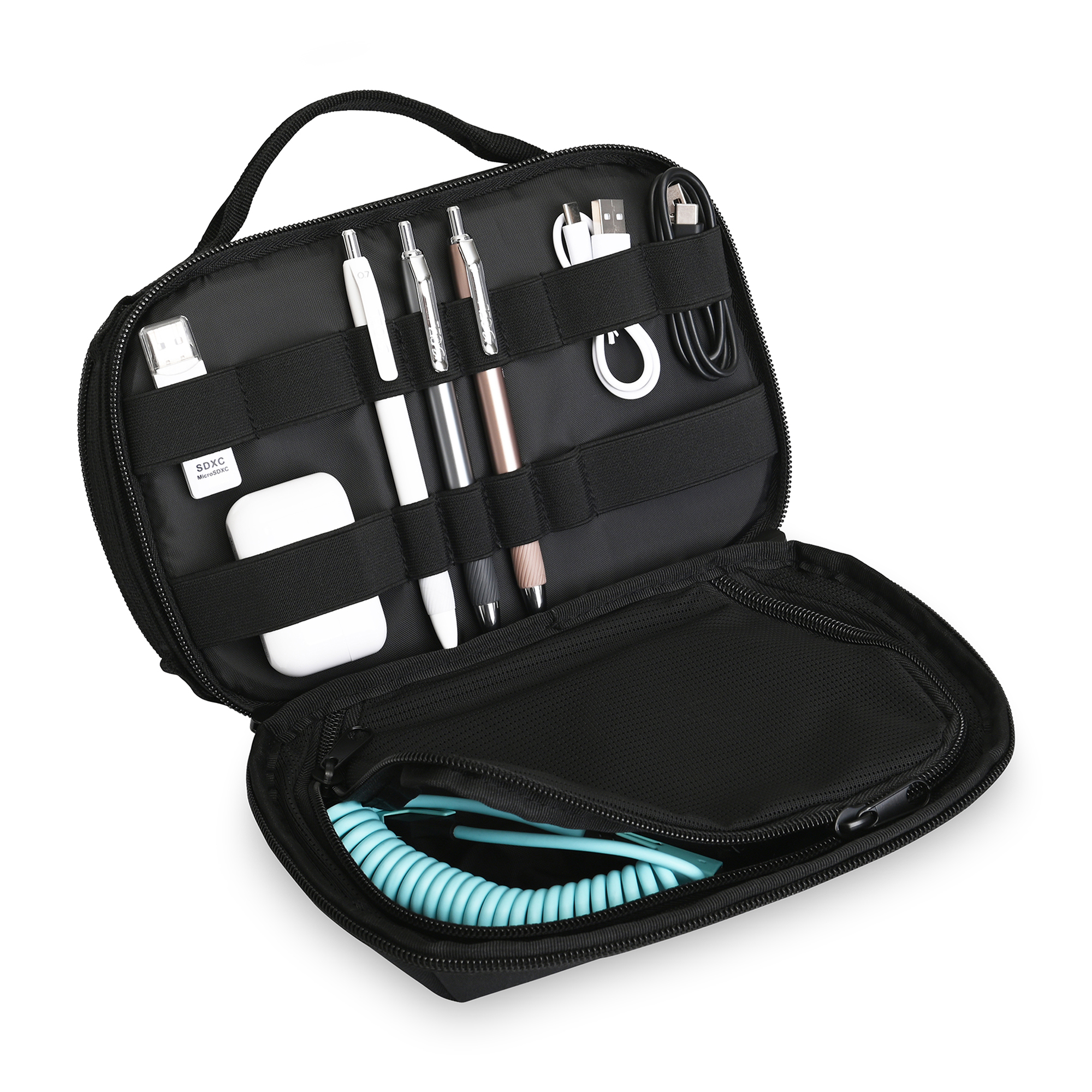 Picture of Newton Recycled rPET Structured Tech Organizer - Black