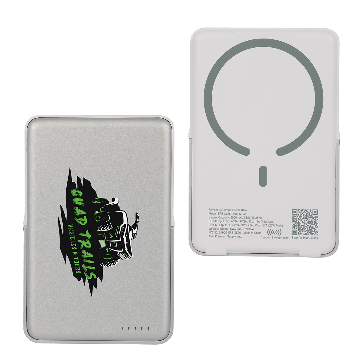 Picture of Slimline 5000mAh 20W PD Aluminum Power Bank with 15W Magnetic Wireless Char