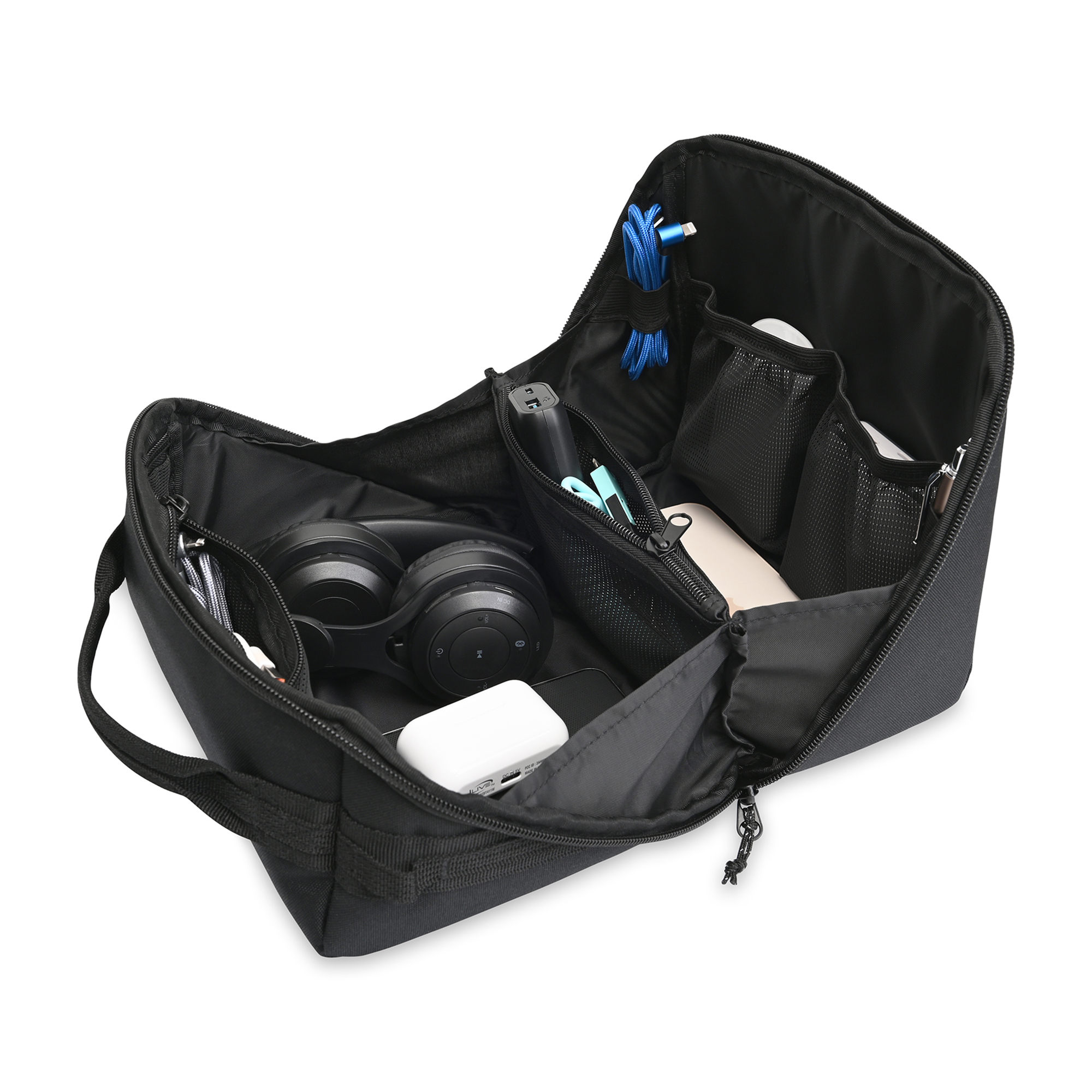 Picture of Newton Recycled rPET Fold Out Tech Organizer - Black