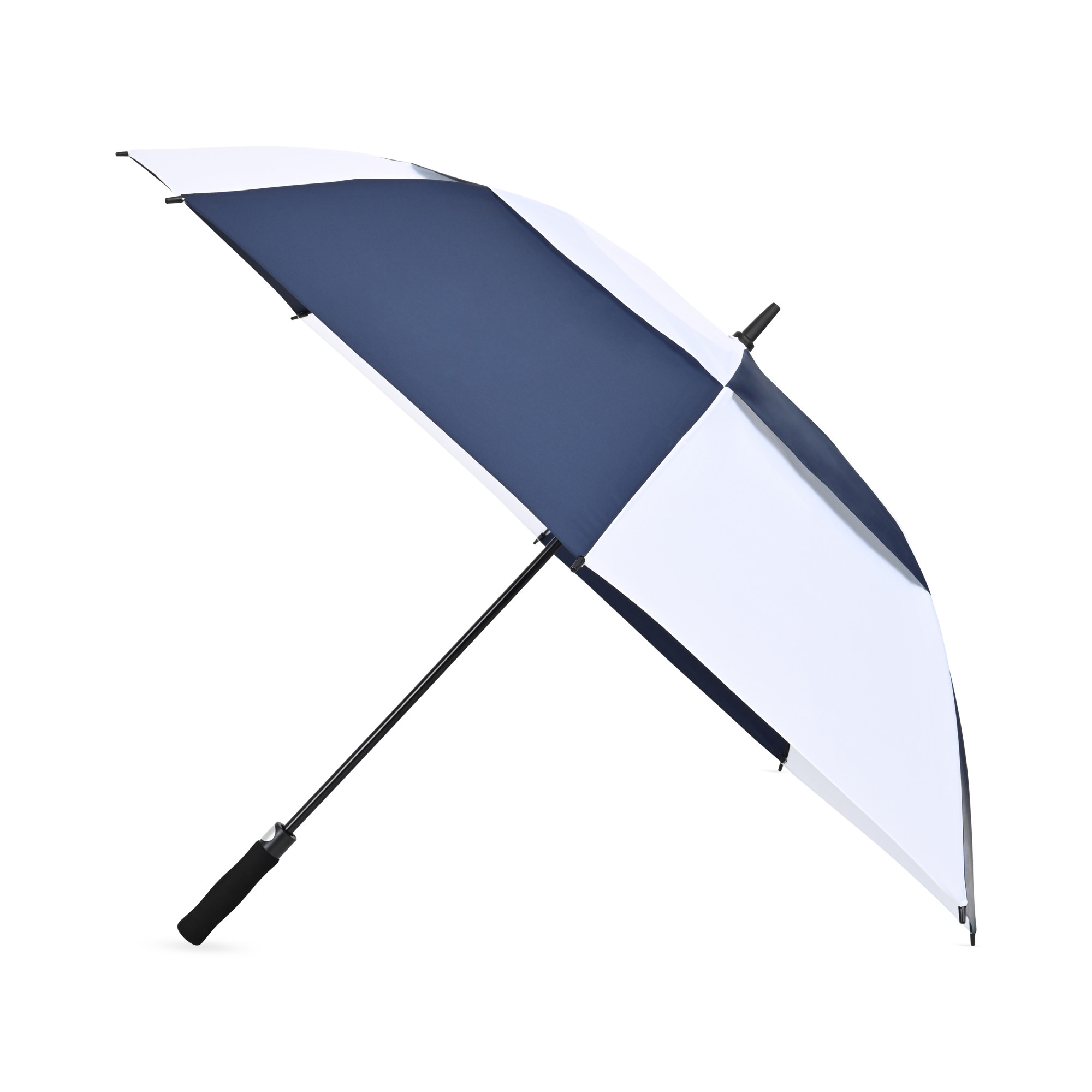 Picture of Elements 60" Recycled rPET Auto Open Dual Canopy Golf Umbrella - Navy-White
