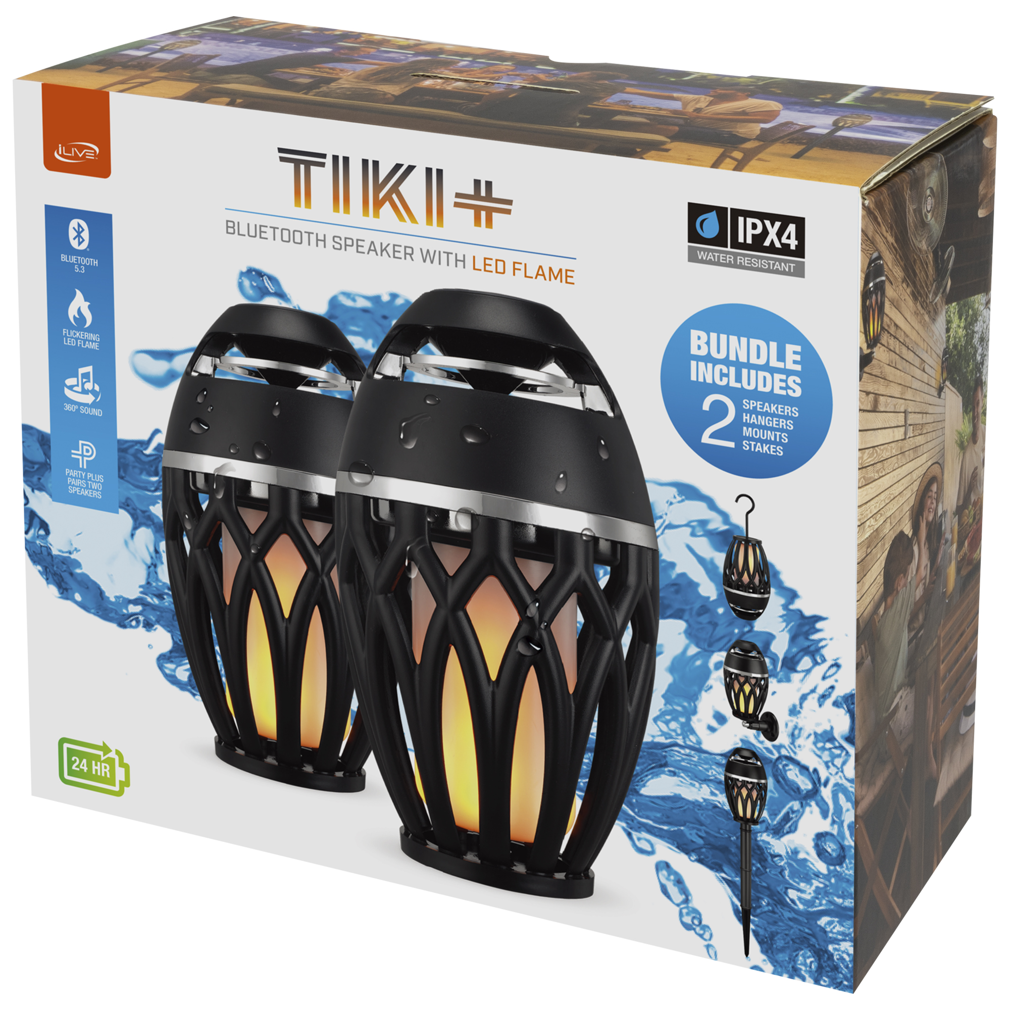 Picture of iLive Tiki & Bluetooth Speakers with LED Flame - Black